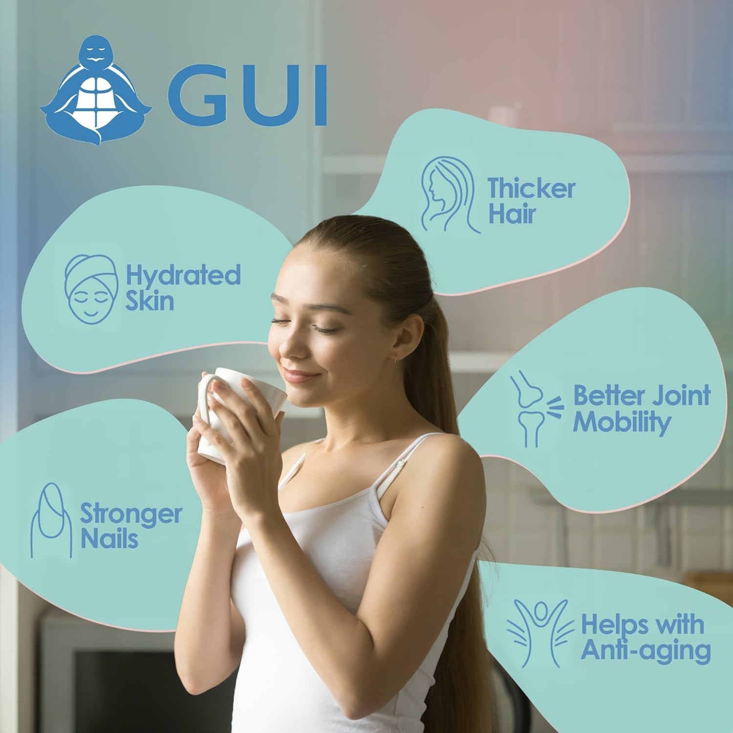 GUI Multi Collagen Peptides Powder Unflavored 1 lb D3 K2 Biotin Exp 07/2027