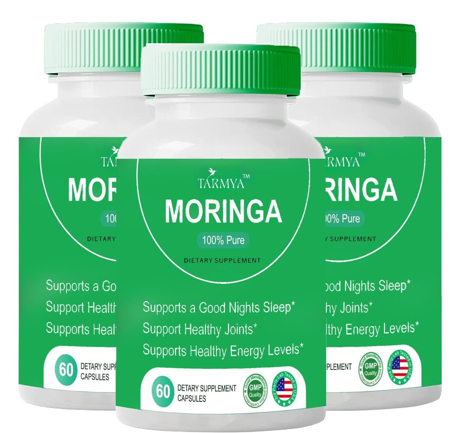 (3 Pack) Tarmya’s Pure Moringa Powder Capsules – Natural Green Antioxidant