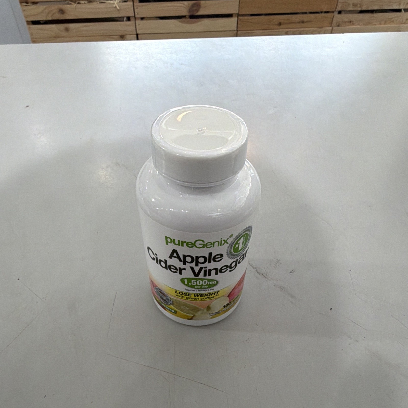 pureGenix Apple Cider Vinegar 1500mg Tablets Green Coffee Vegan 100 Count