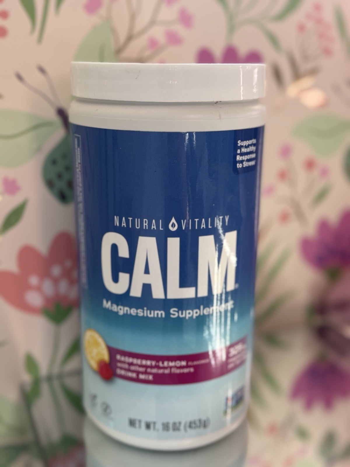 Natural Vitality Magnesium Supplement Drink Mix Raspberry-Lemon 16 oz
