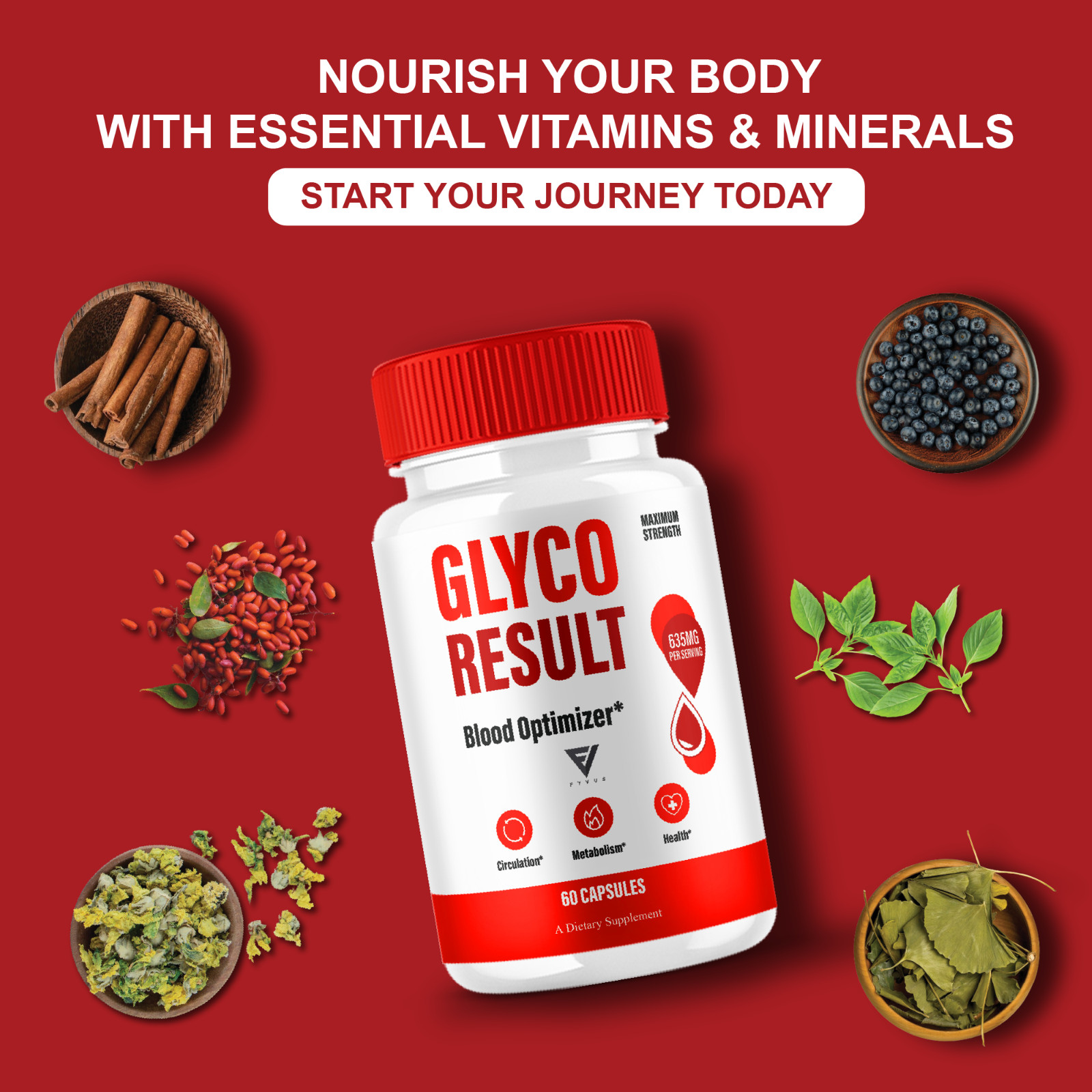 (3 Pack) Glyco Result Blood Optimizer, GlycoResult Formula (180 Capsules)