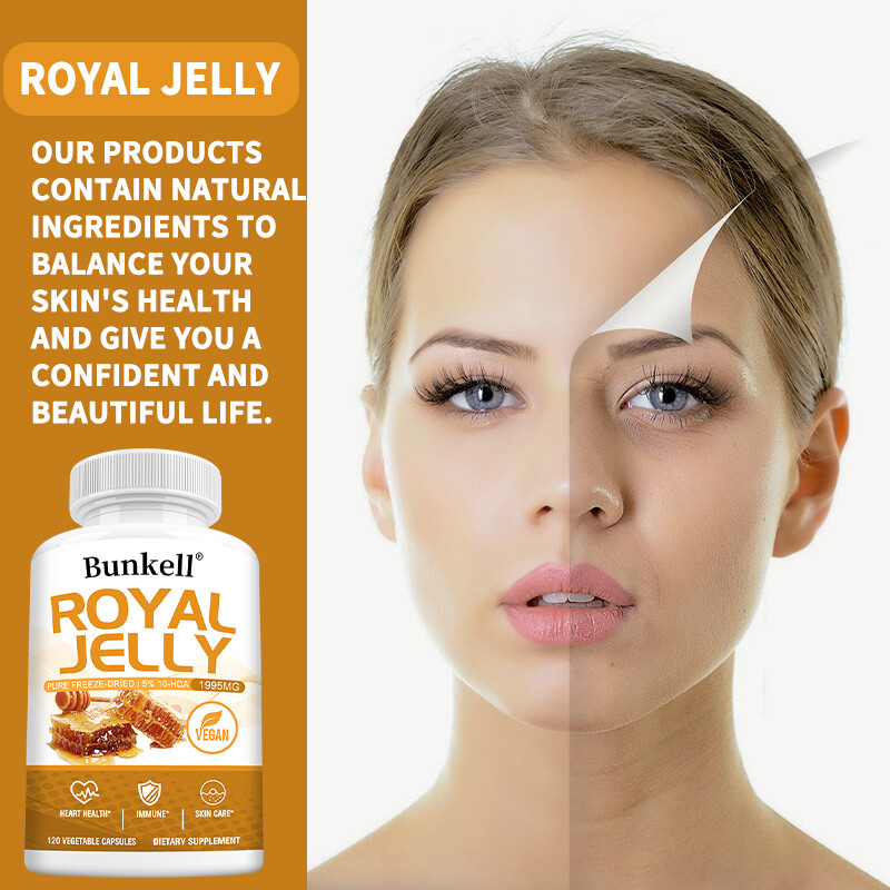 Royal Jelly Capsules 1995mg Equivalent,Heart,Immune & Skin Support, 120 Veg Caps