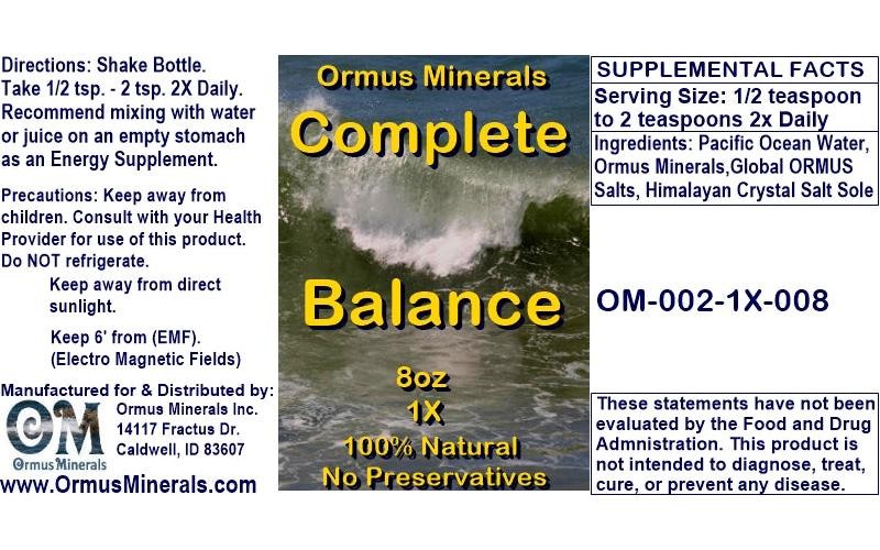 Complete Balance Ormus Minerals 8oz Extra Strength