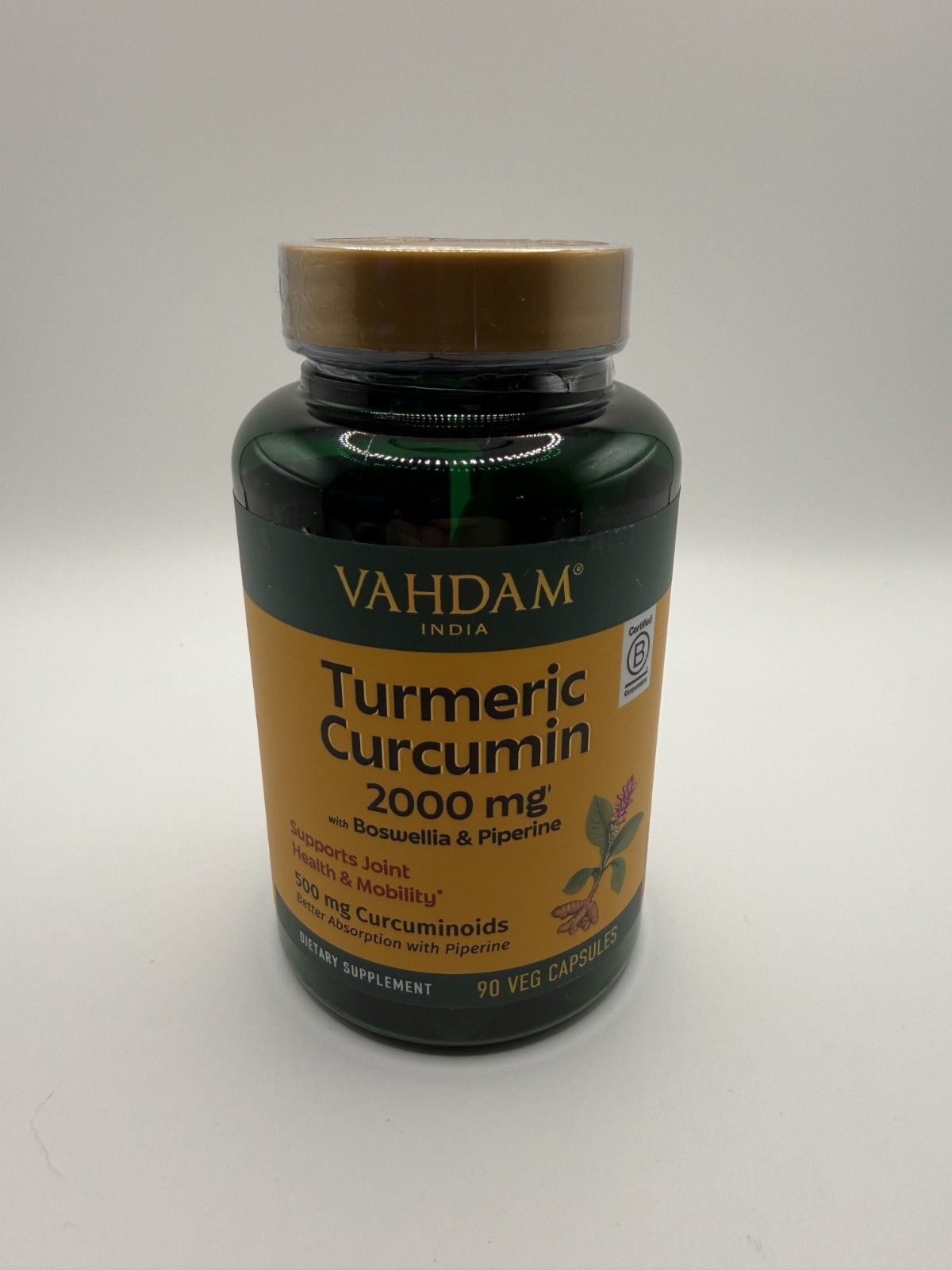 Vahdam Turmeric Curcumin Boswellia Piperine 2000mg Joint Health 90 Capsules New