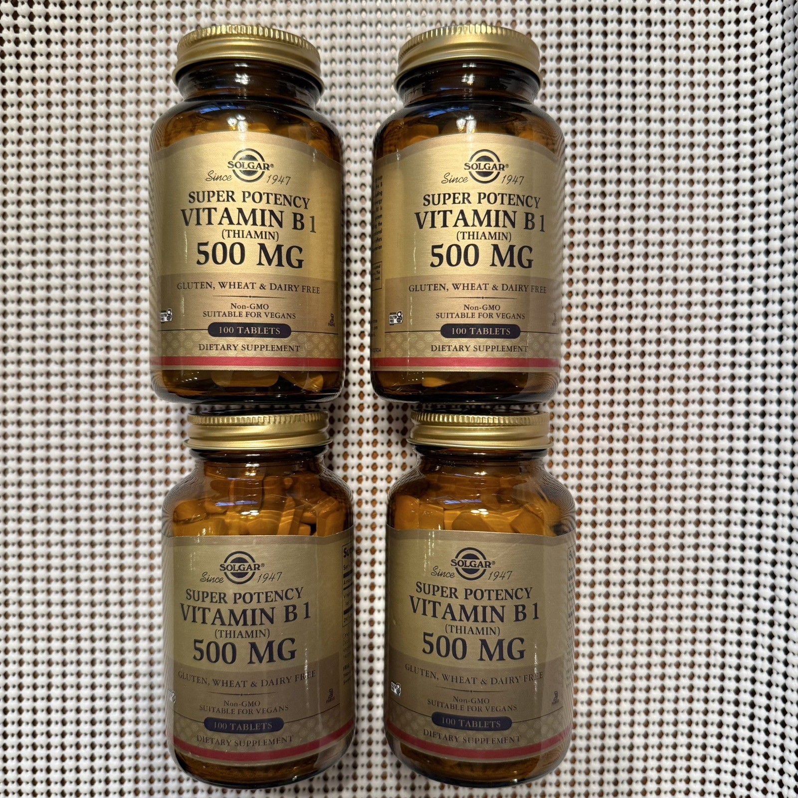 Solgar Vitamin B1 (Thiamin) 500 mg 100 Tablets, Energy Metabolism x 4 PACK
