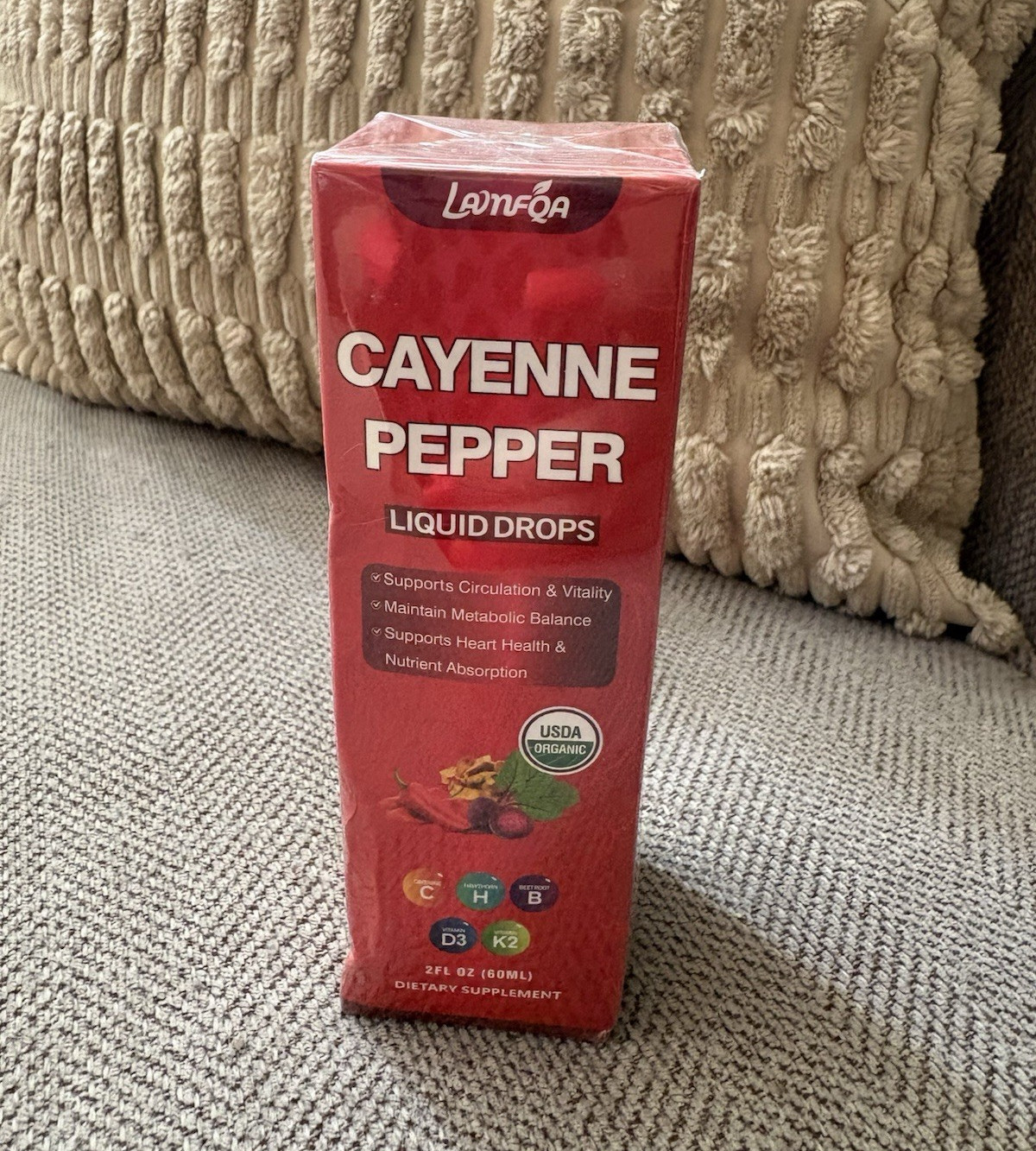 LAMFOA Cayenne Pepper Liquid Drops Vegan Gluten-Free Sugar-Free 2 fl oz (60mL)