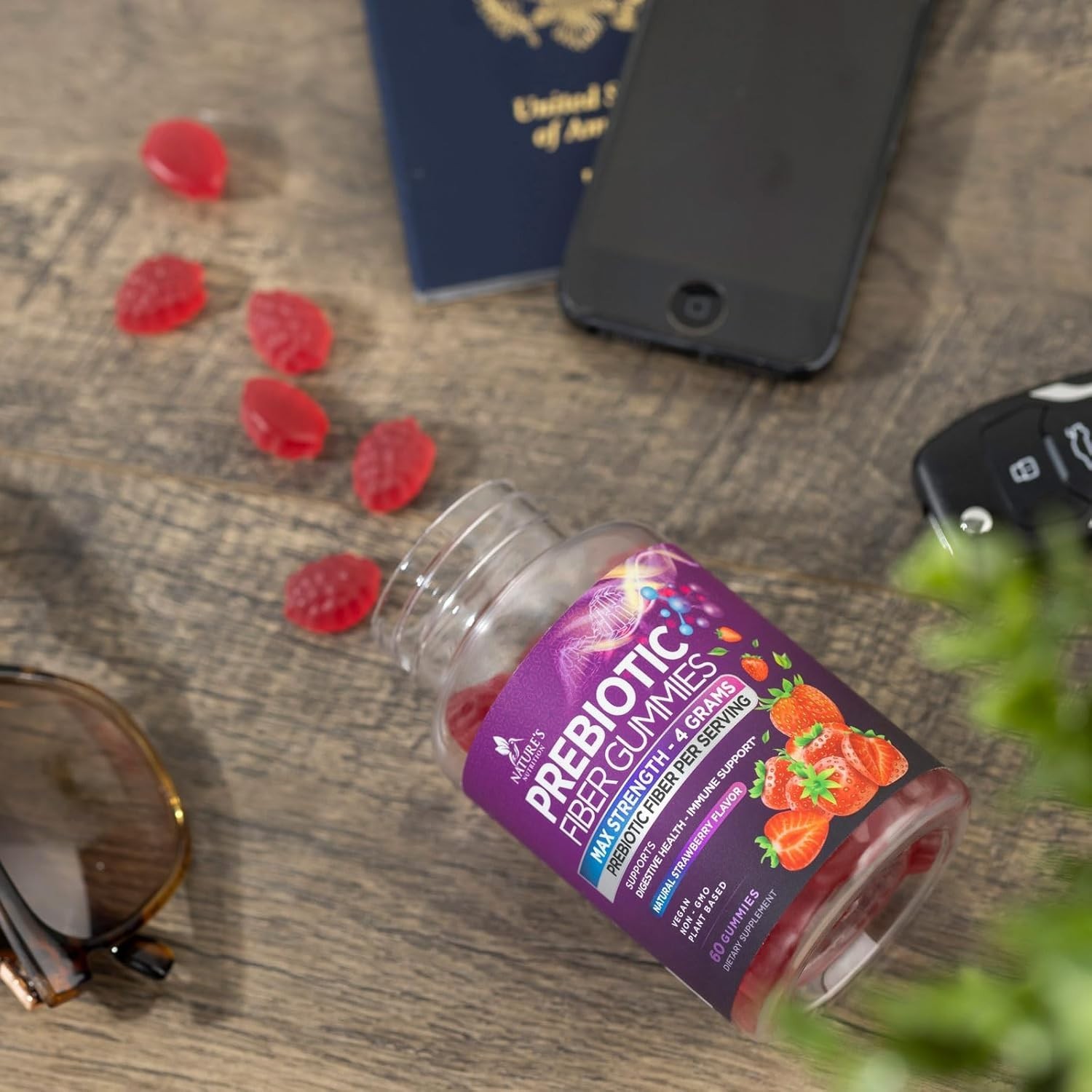 Fiber Gummies for Adults, Daily 4g Gummy Fiber Supplement, Prebiotic Gummy Chews