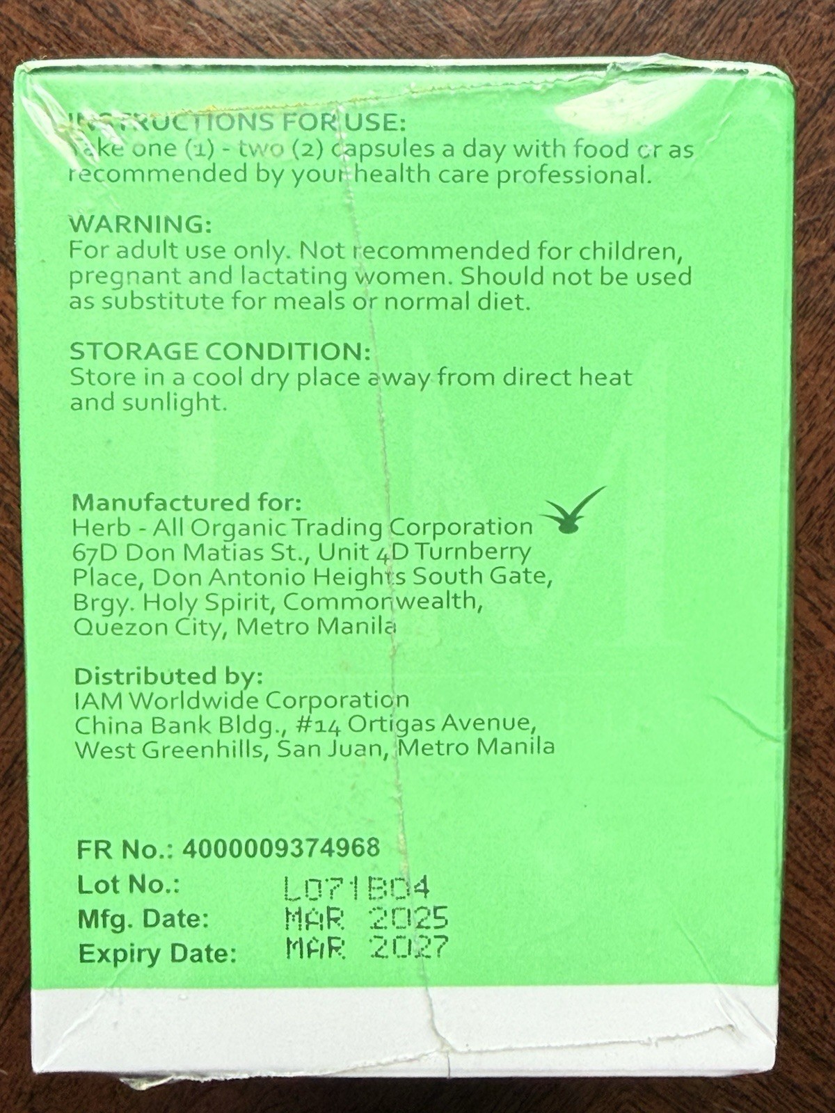 IAM Amazing Pure Organic Barley Capsule 100 Capsules 1 Box EXP. 2027