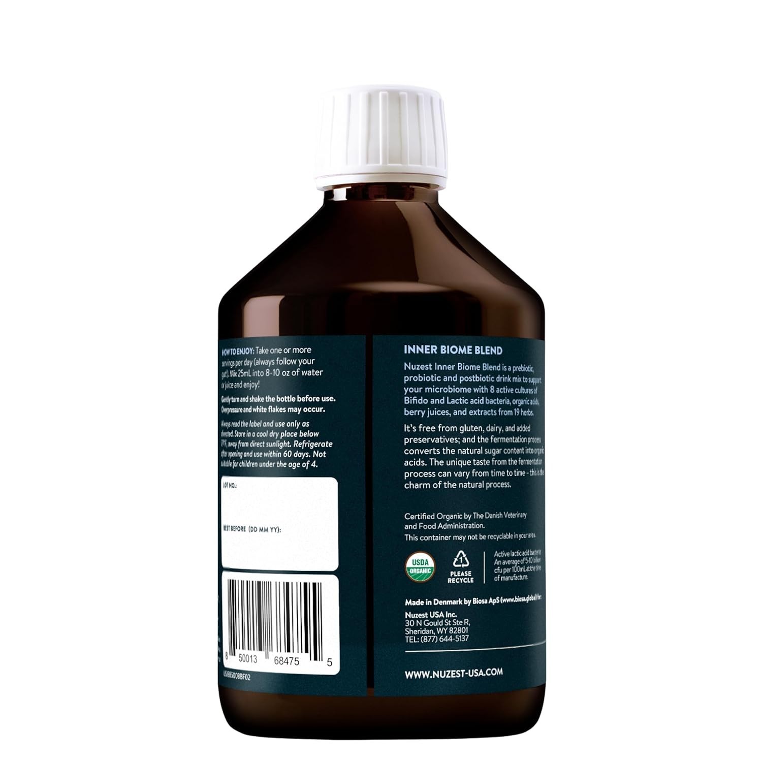 Nuzest Inner Biome Blend Prebiotic & Postbiotic Liquid Drink Mix Microbiome Supp