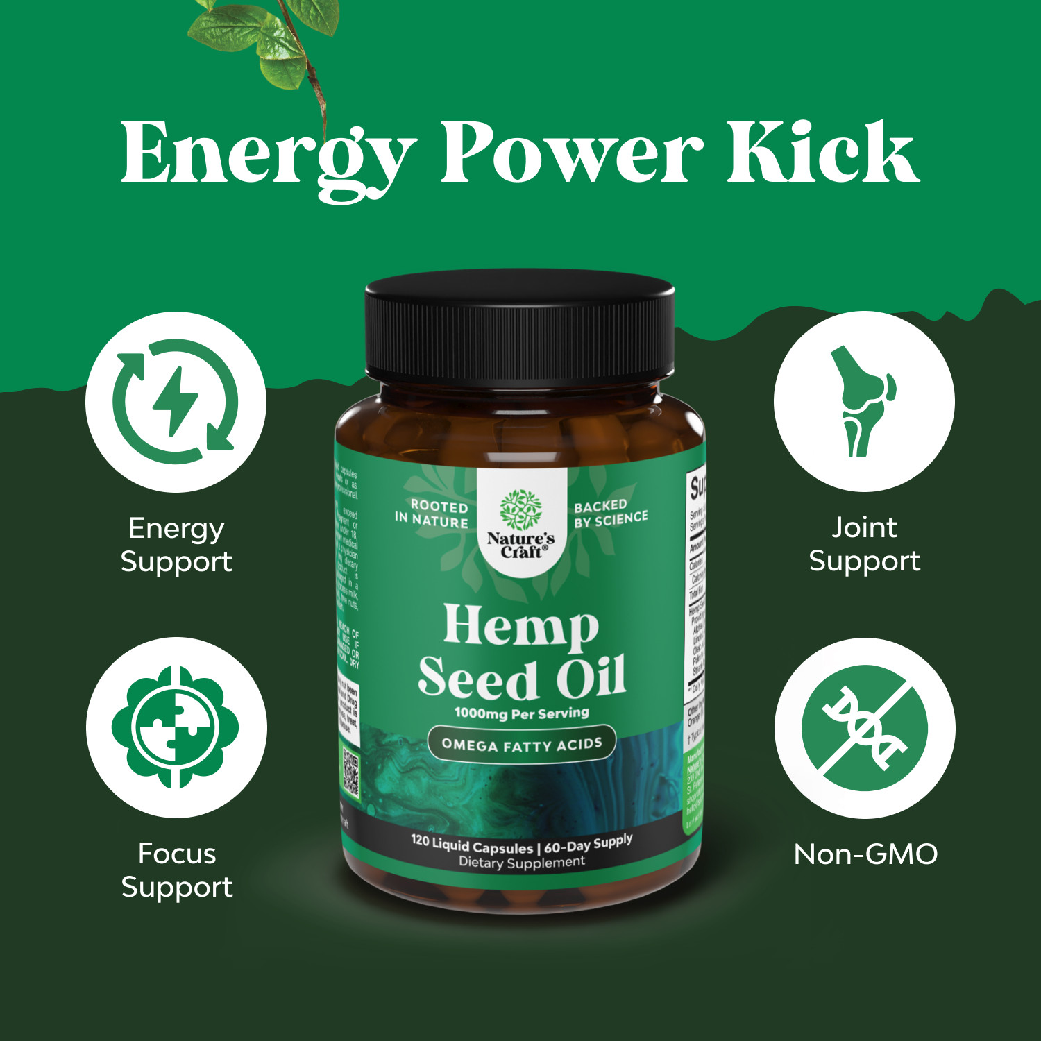 High Absorption Hemp Oil Capsules – Vegan Omega 3 6 9 Supplement