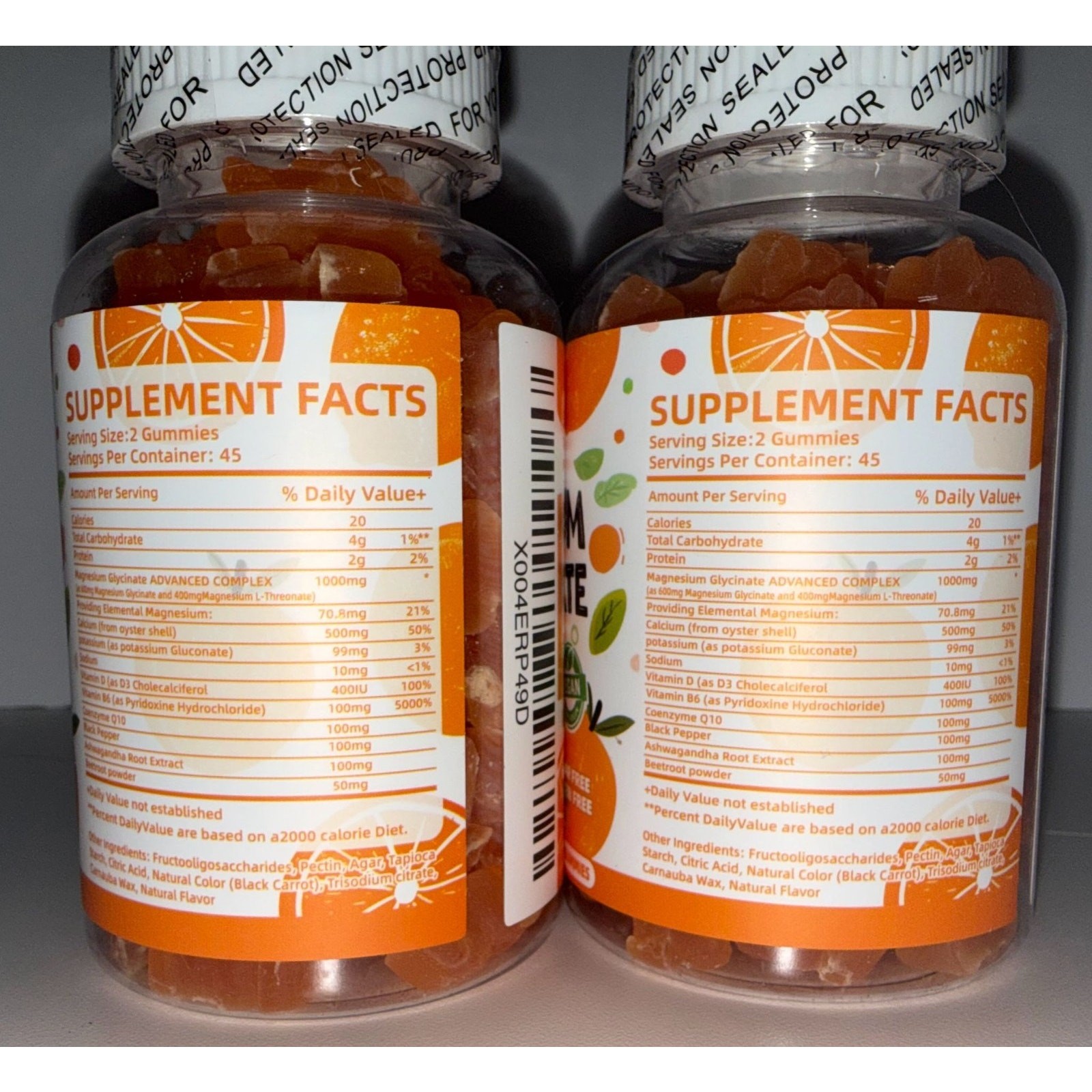 Openovomins Magnesium Glycinate Gummies Orange Flavor 90 Count Each 2 Bottles