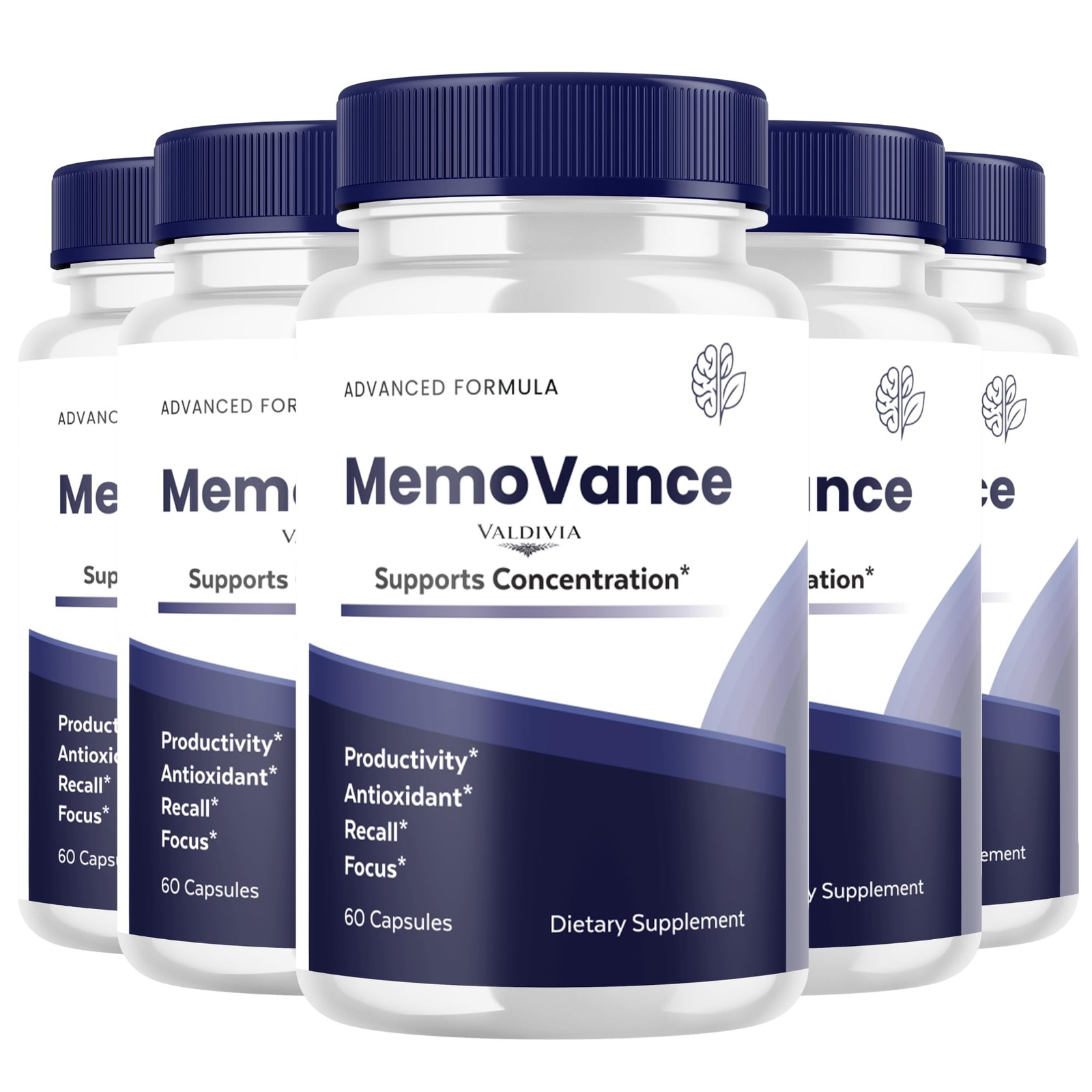 Valdivia (5 Pack) MemoVance Capsules 300 Capsules 5 Pack Brain Memory Focus Made