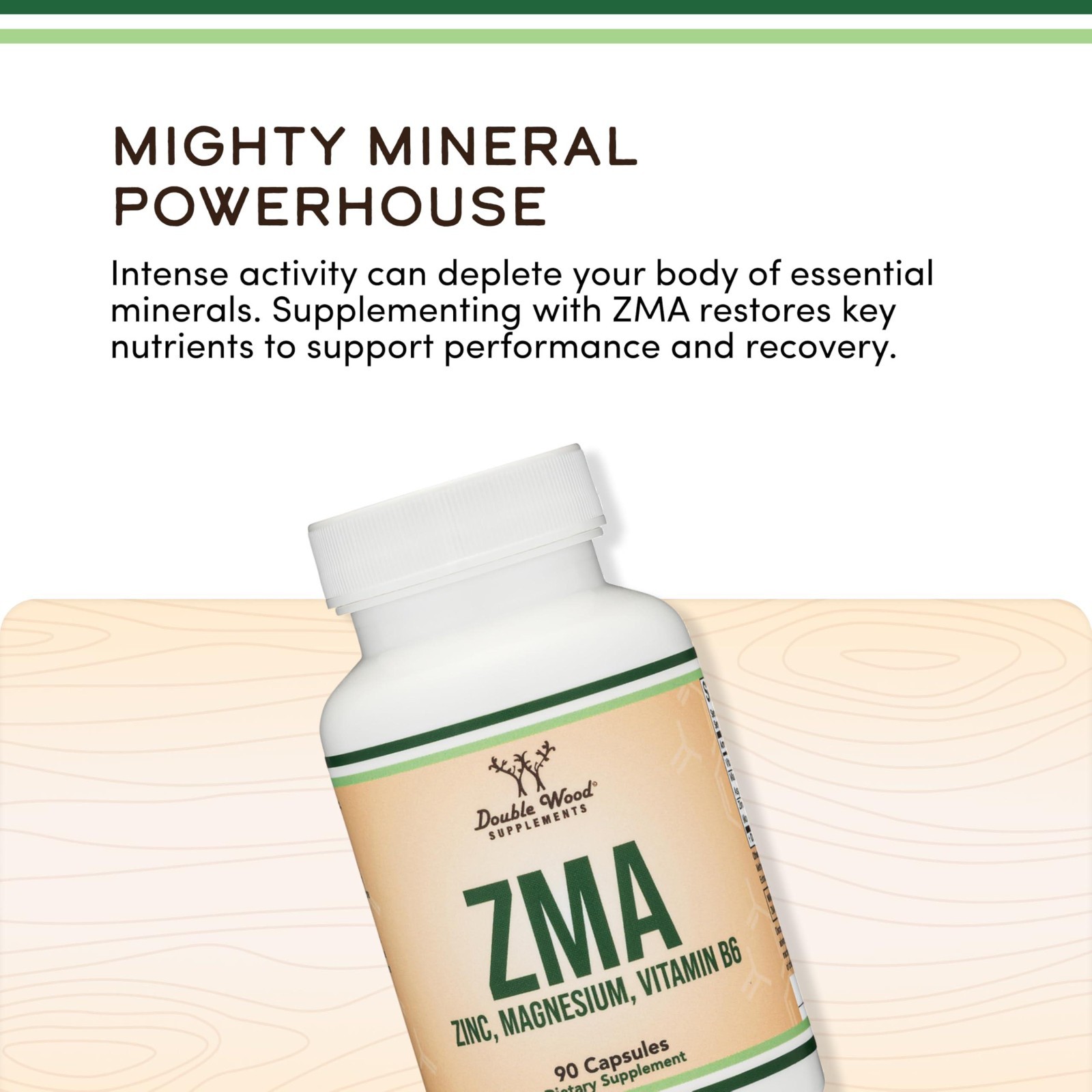 Double Wood ZMA Supplement 90 Capsul – Zinc Magnesium B6 Restful Sleep Support..