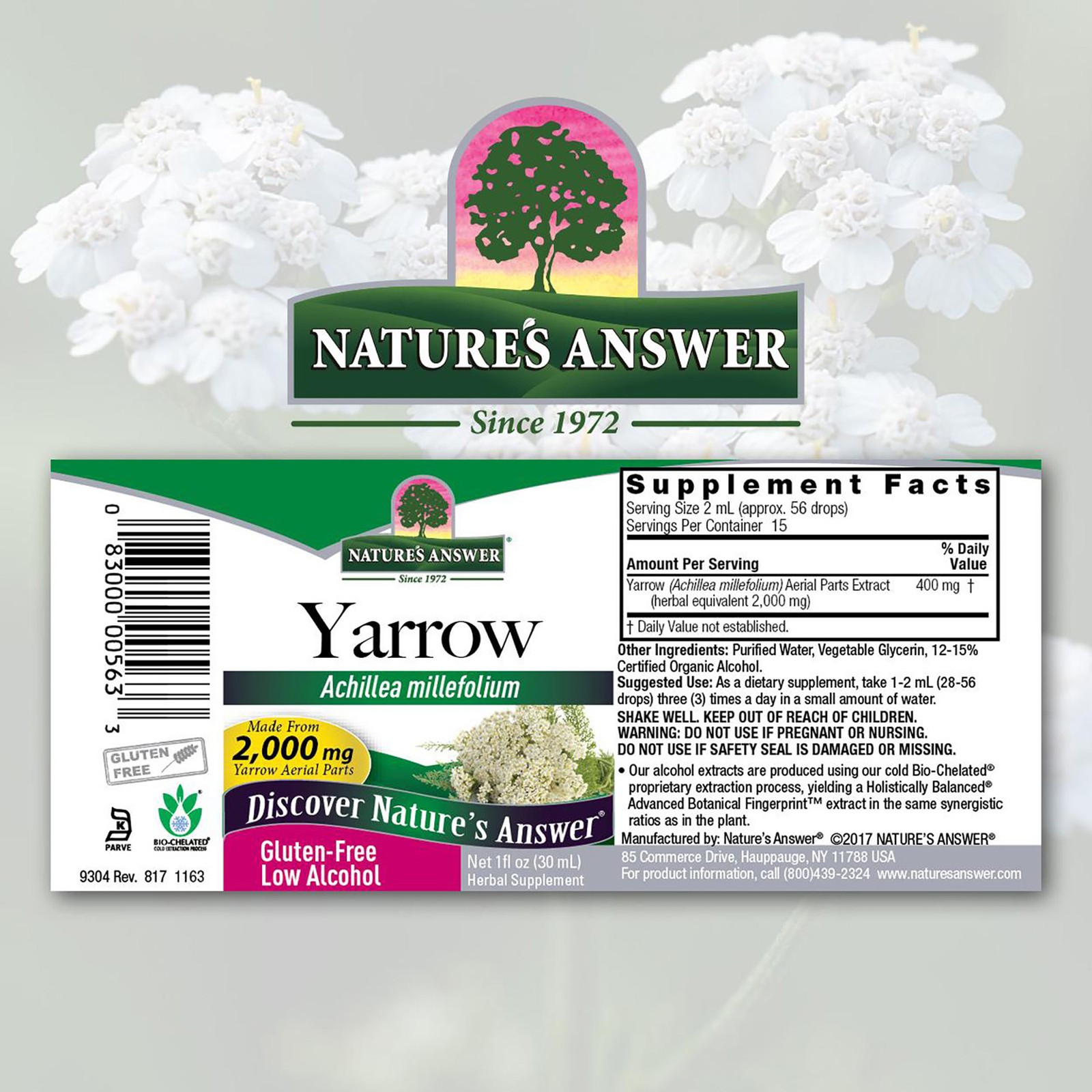 2 Pack Yarrow Flowers – 2000mg by Natures Answer for Unisex – 1 oz Dietary Suppl