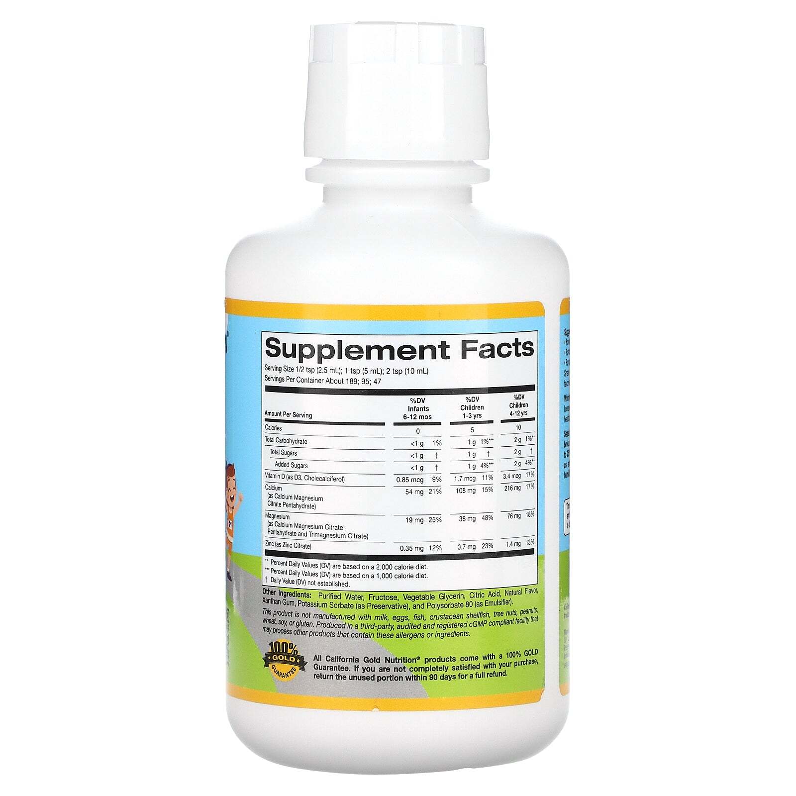 California Gold Nutrition Children’s Liquid Calcium Magnesium Orange 473ml NEW