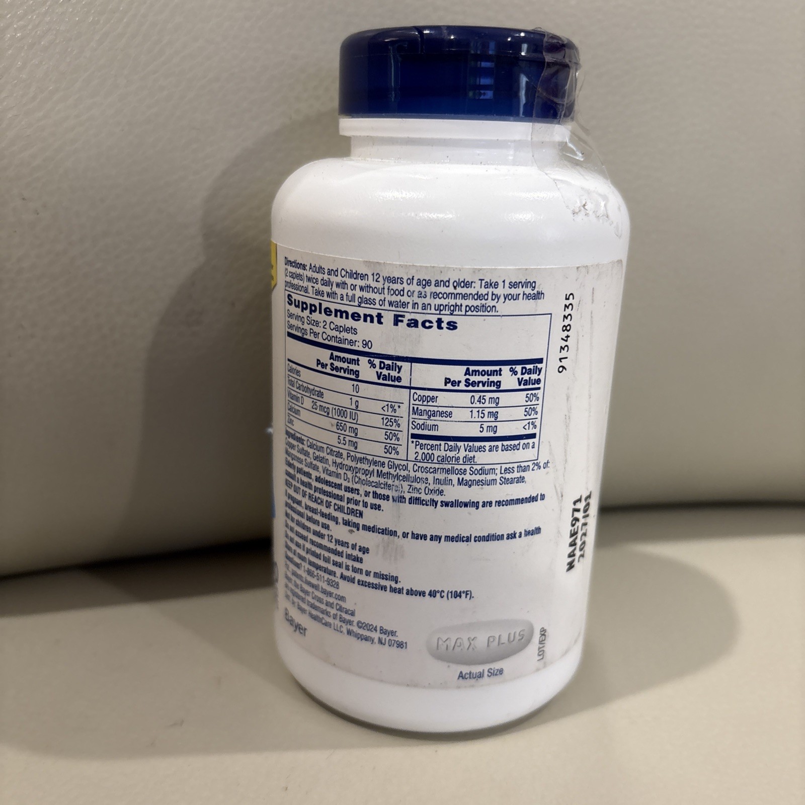 Citracal Maximum Plus Calcium Citrate With Vitamin D3- Caplets- 180ct Exp 01/27