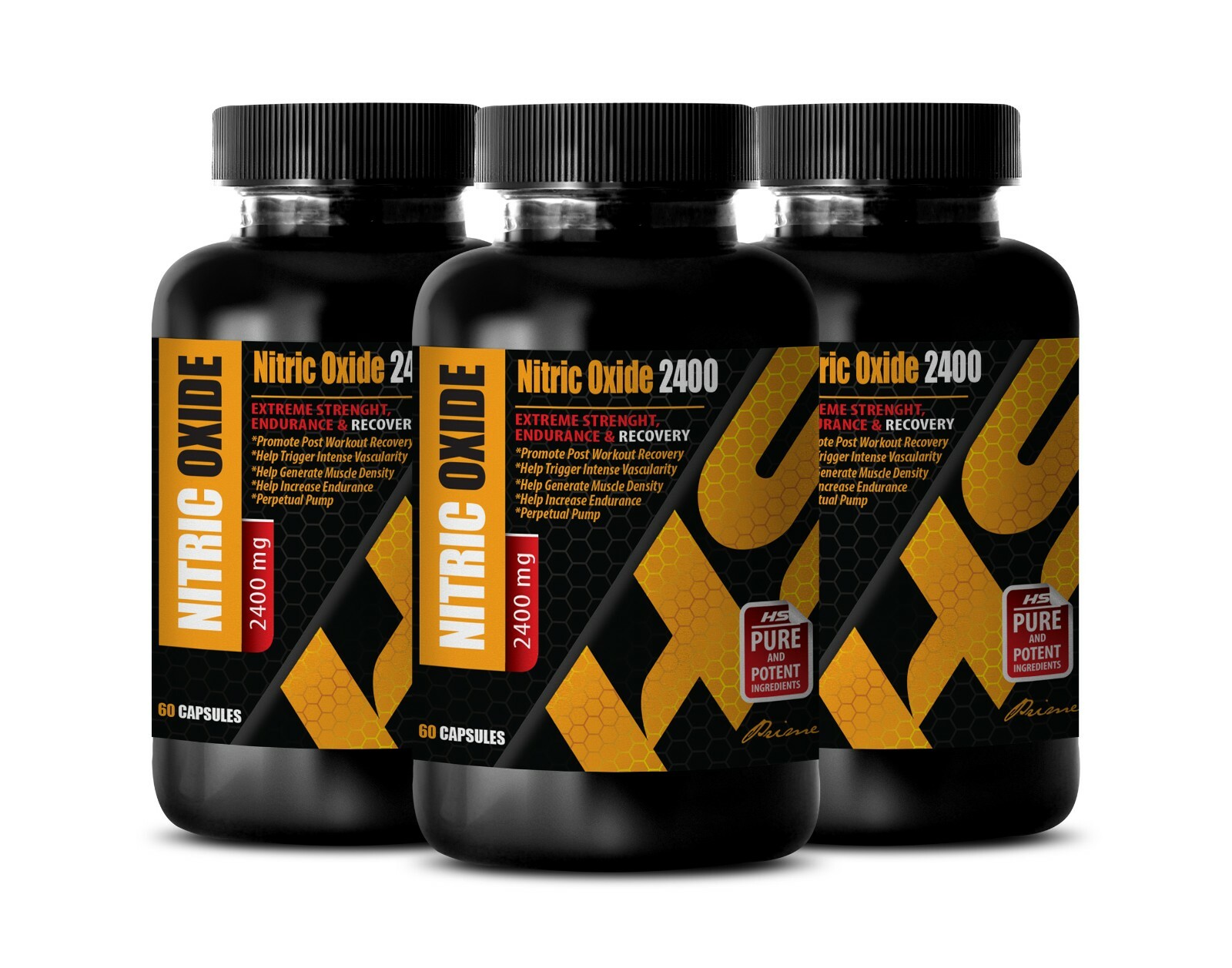 sport supplements – NITRIC OXIDE 2400 – brain supplement – 3 Bottles
