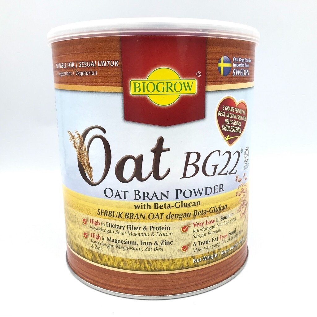 2 Tins Biogrow Bg22 Oat Beta Glucan Powder 480G, Lowers Cholesterol Naturally