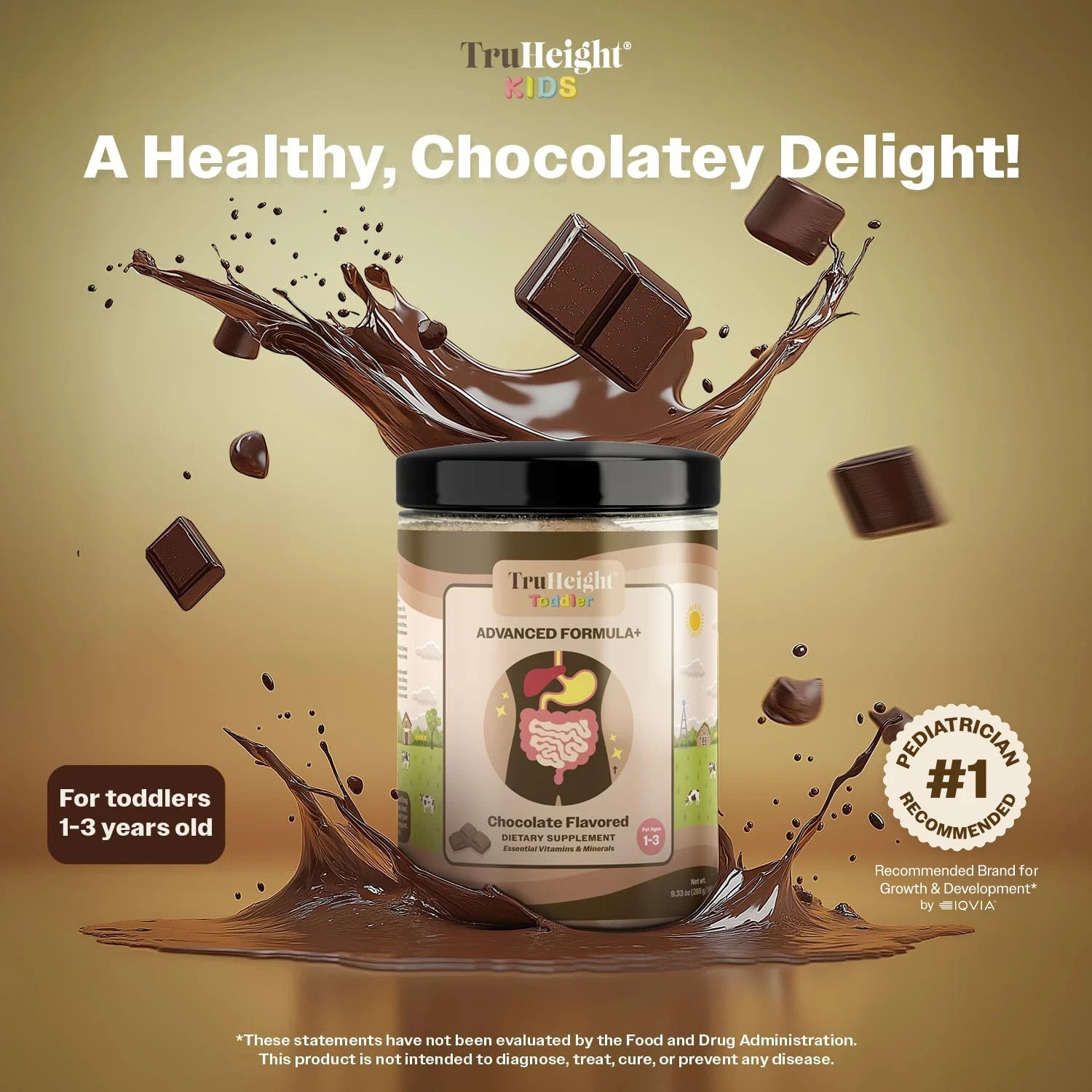 Kids & Toddlers Vitamin Shake Mix w/ 16 Vitamins & Protein – Chocolate Flavor