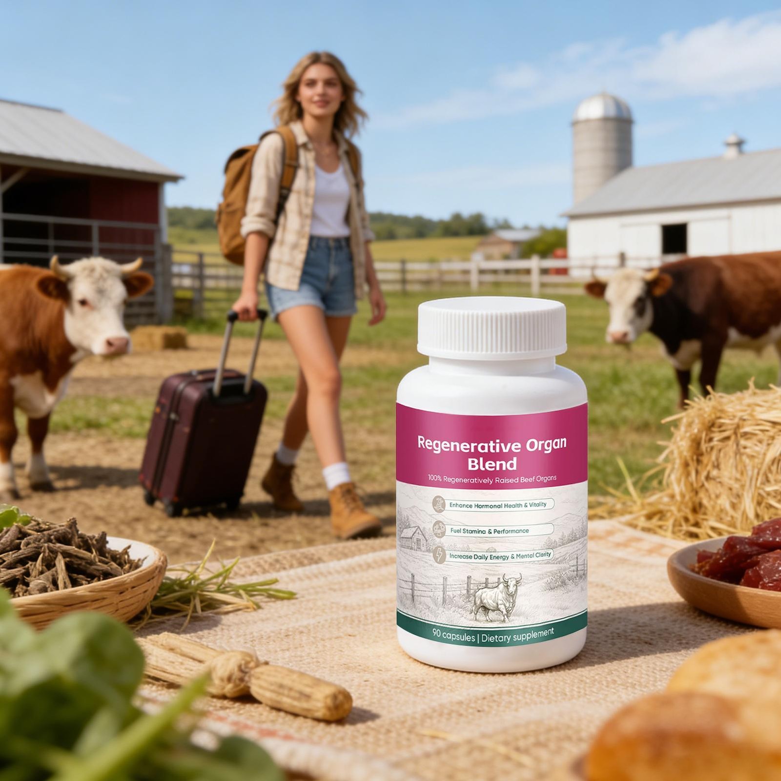 MORNING RISE Regeneratively Raised Beef Organs Capsules Non-GMO 90 Counts