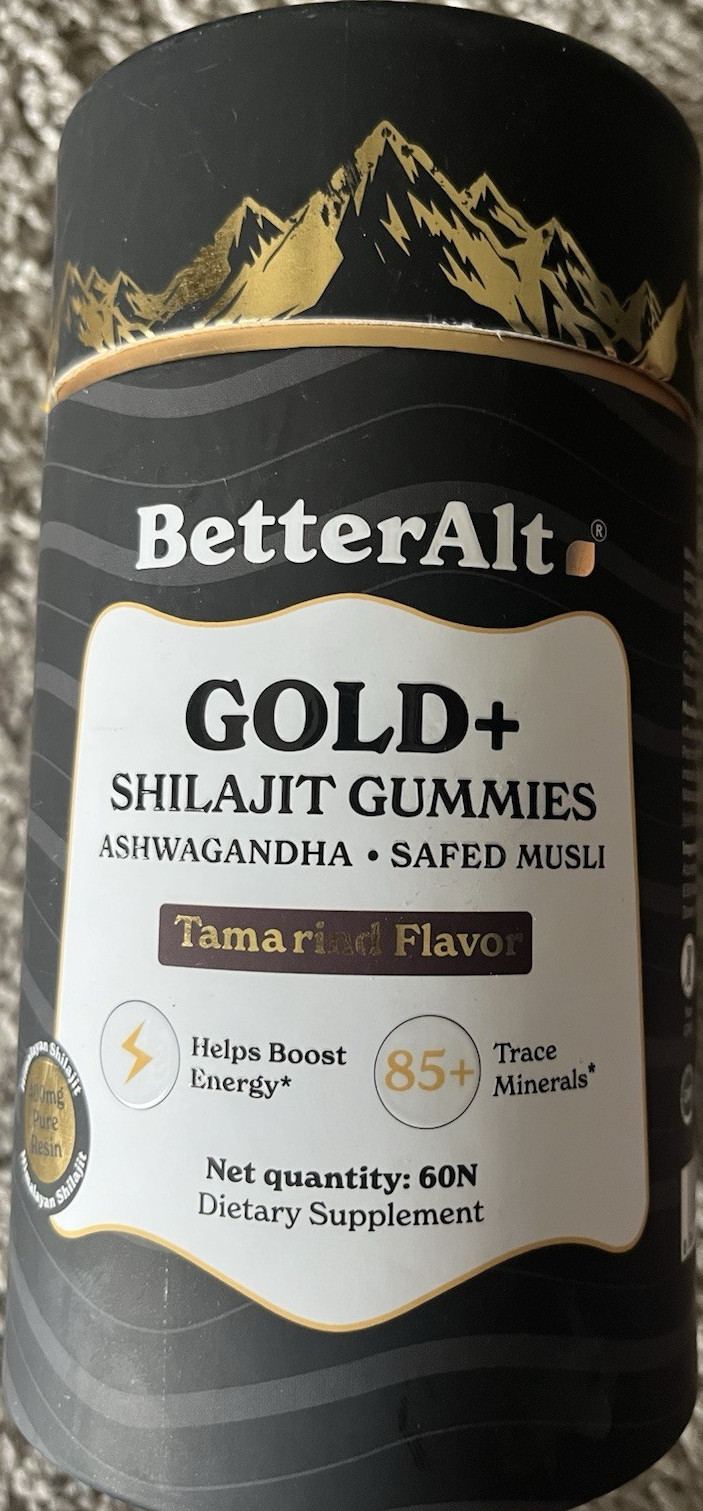 BetterAlt Shilajit Ashwagandha Safed Musli Gummies Tamarind Flavor 60 Count