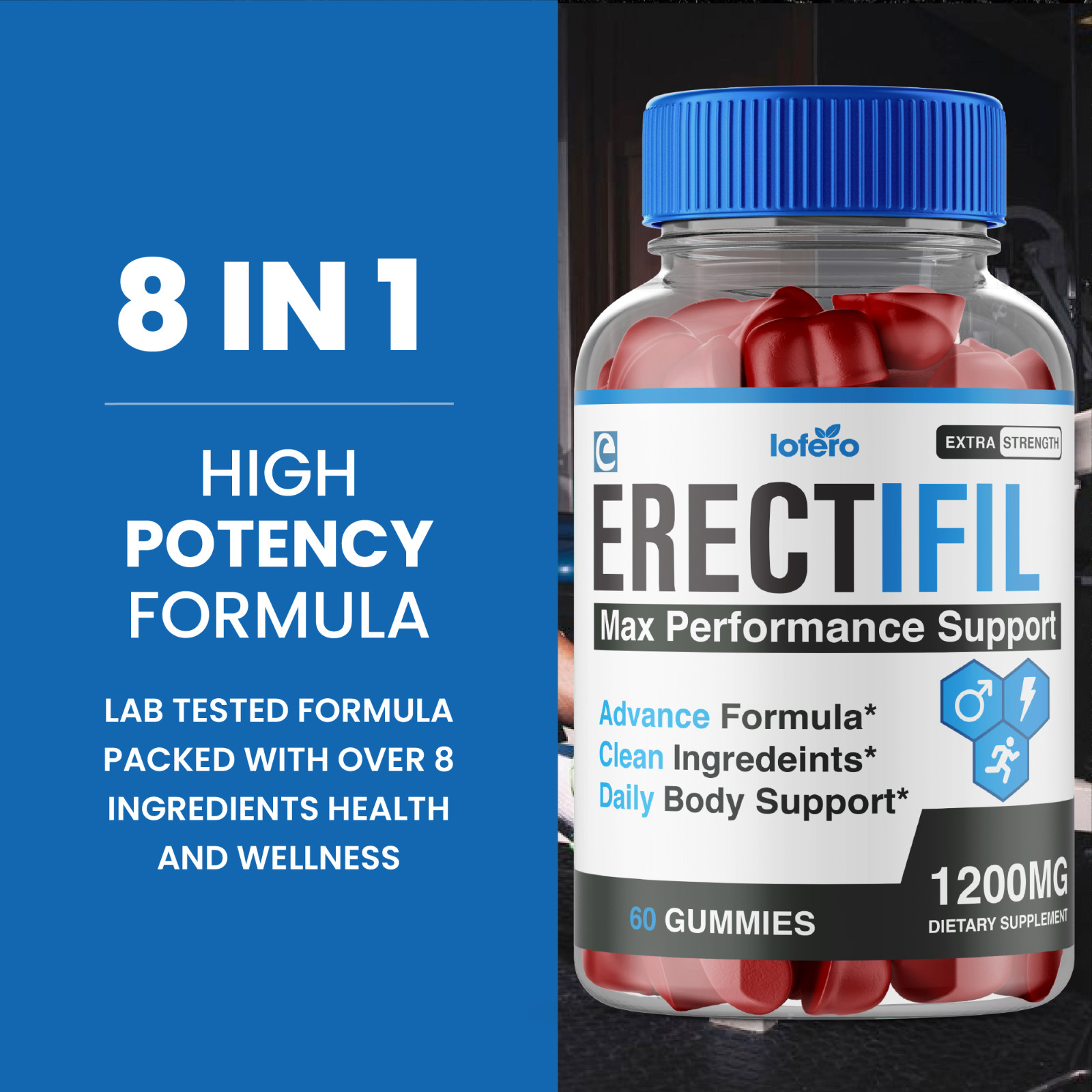 Erectifil Male Gummies, Erectifil Advanced Men Performance Support (60 ct)