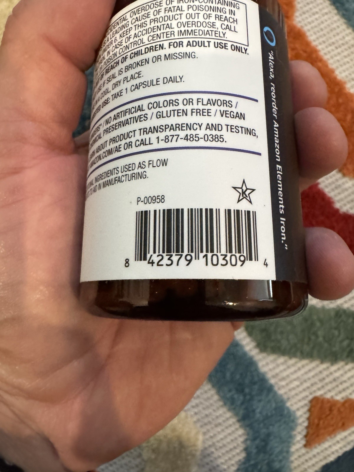 LOT OF 10 BOTTLES NEW Amazon Elements Iron 18mg 195 Vegan Capsules Exp 6/26 WOW!