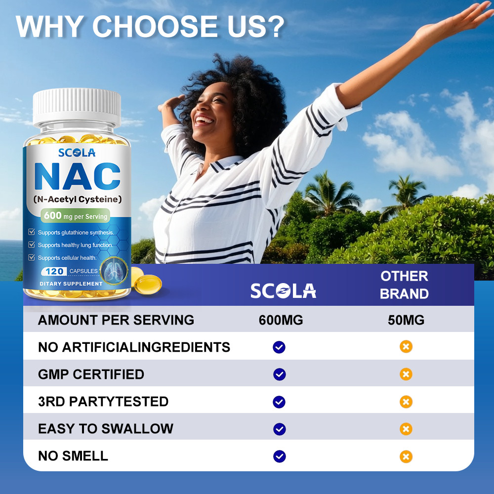 N-Acetyl L-Cysteine ( NAC) 240 CAPS Gluten free 600Mg 2 bottles Non GMO 240 cap
