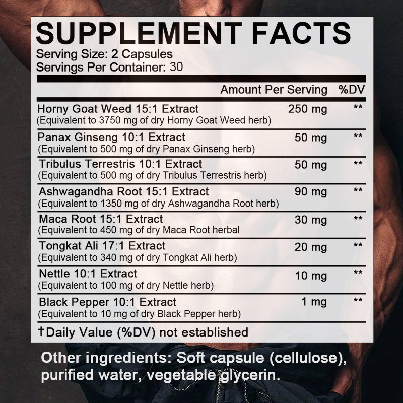 Horny Goat Weed 60 Capsules Maca Root Extract Panax Ginseng Tribulus Terrestris
