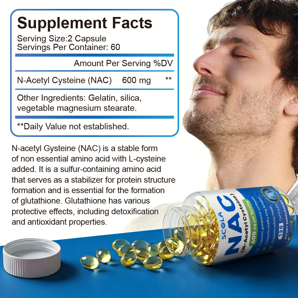 N-Acetyl L-Cysteine ( NAC) 240 CAPS Gluten free 600Mg 2 bottles Non GMO 240 cap