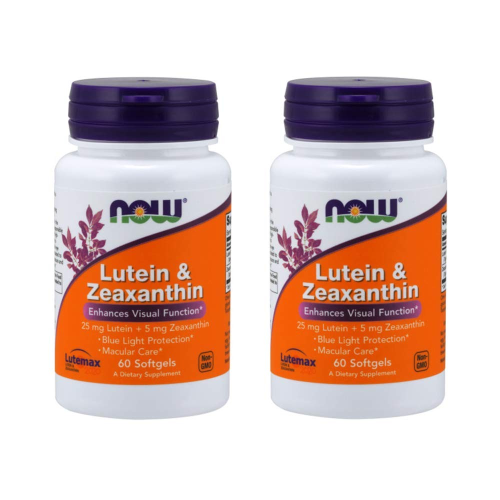 Now Supplements, Lutein & Zeaxanthin with 25 mg 60 Count (Pack of 2)