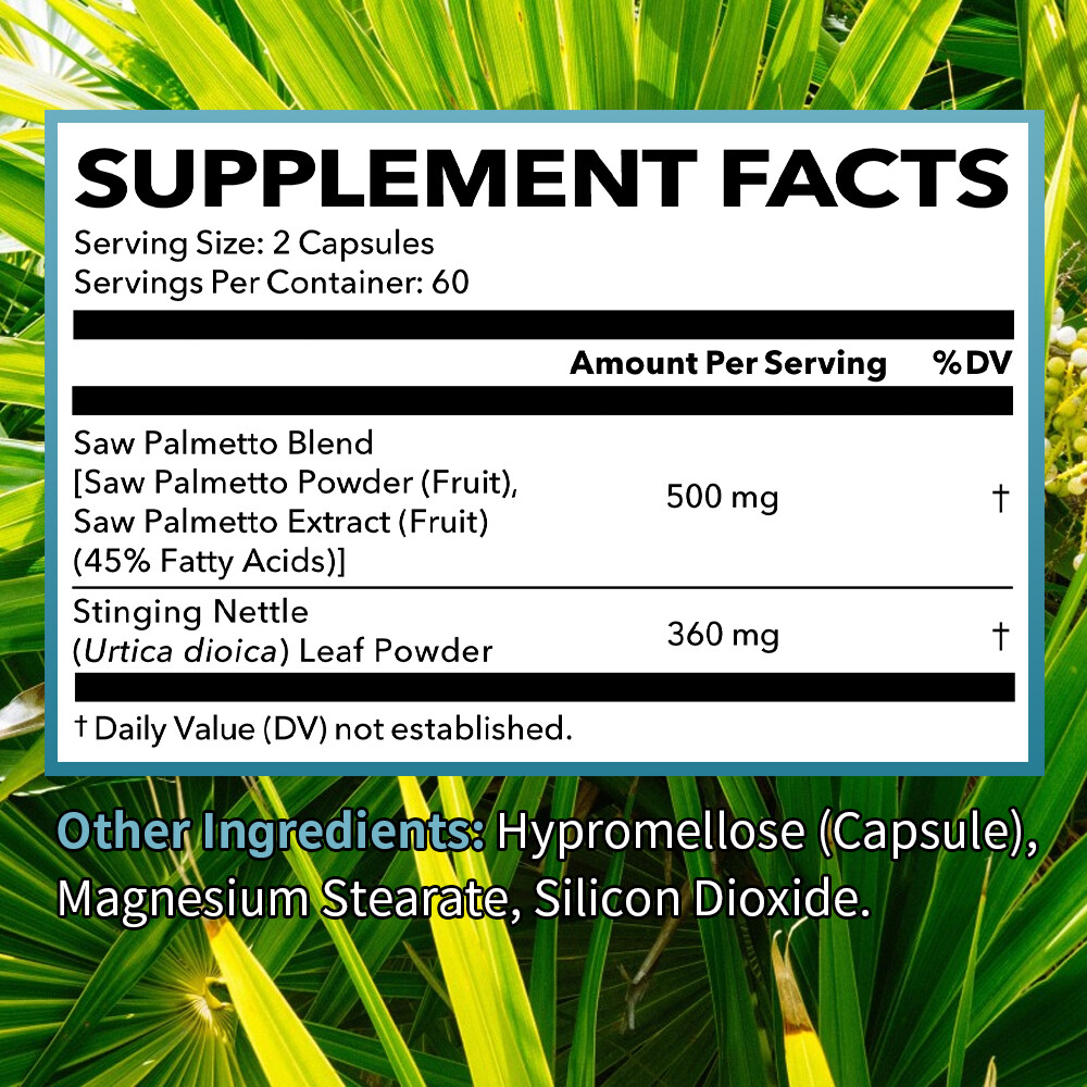 Saw Palmetto with Nettle – 2X Formula Prostate Support for Men’s Health