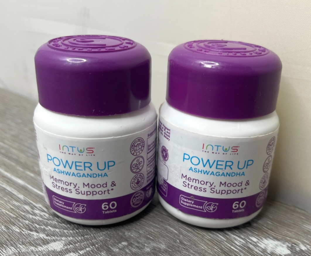 2pk Intus Power Up Ashwagandha Memory, Mood & Stress 60 Tablets each BB 1/27