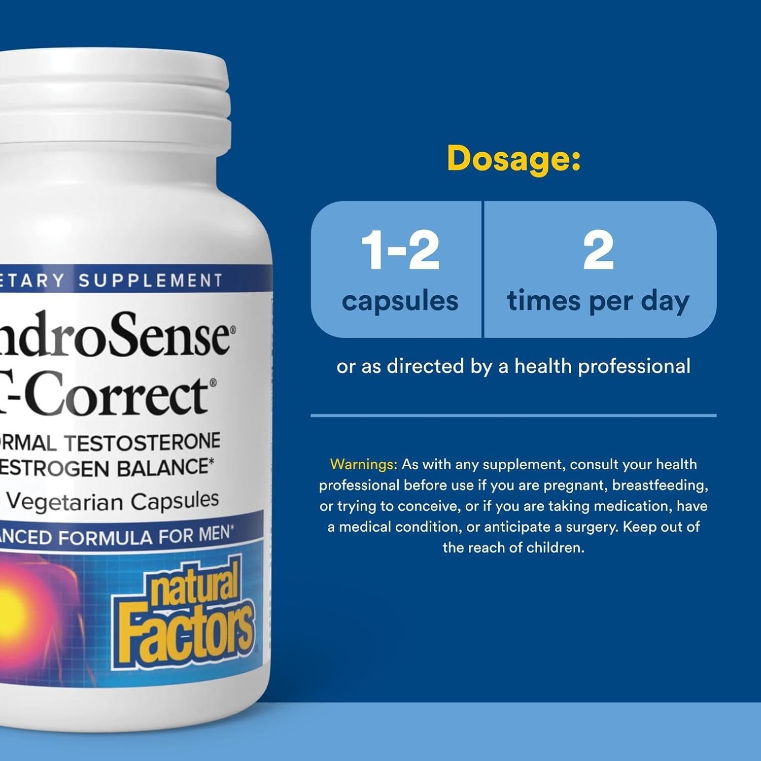 Natural Factors AndroSense T-Correct,Mens Hormonal Metabolism Support,60VegCaps