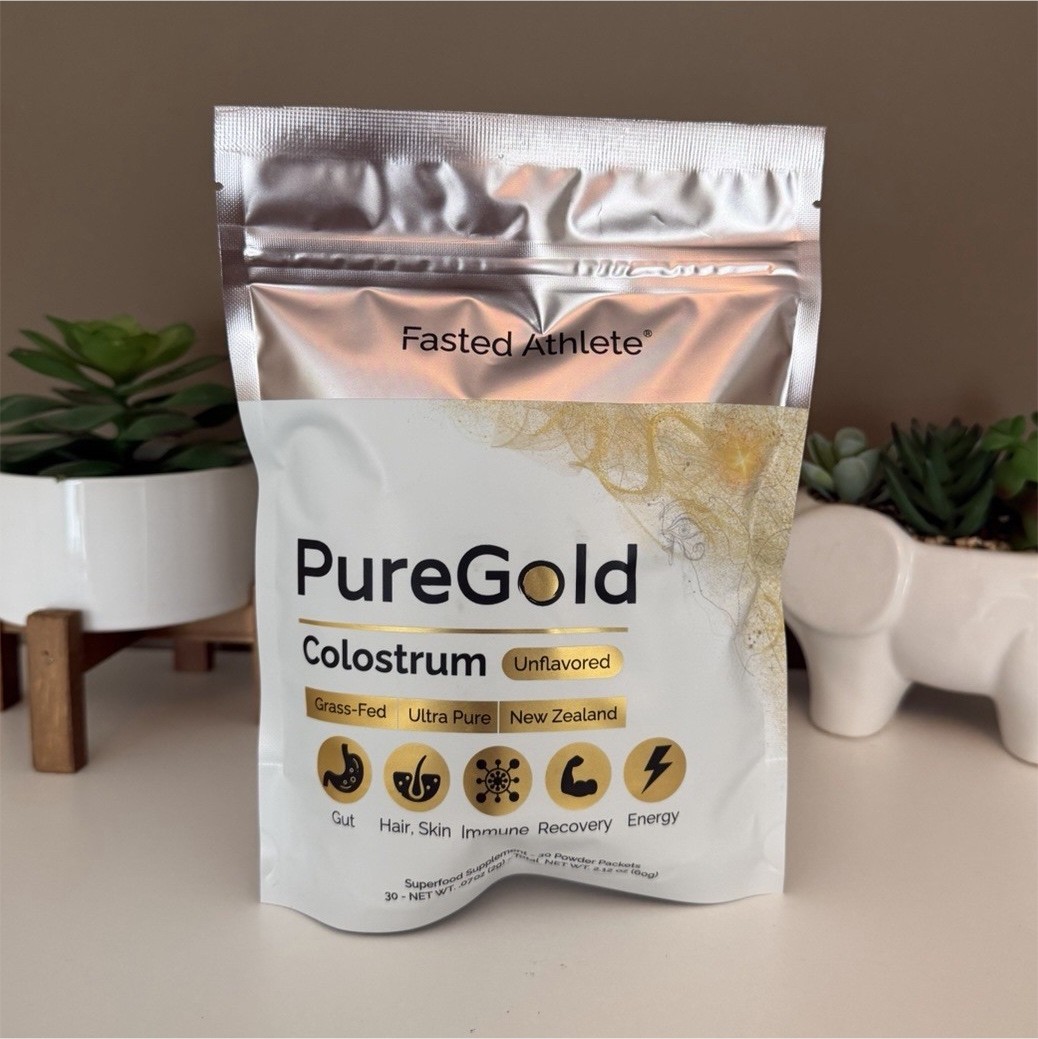 Fasted Athlete PureGold Colostrum Powder Gut Health 30 Packets Grass-Fed