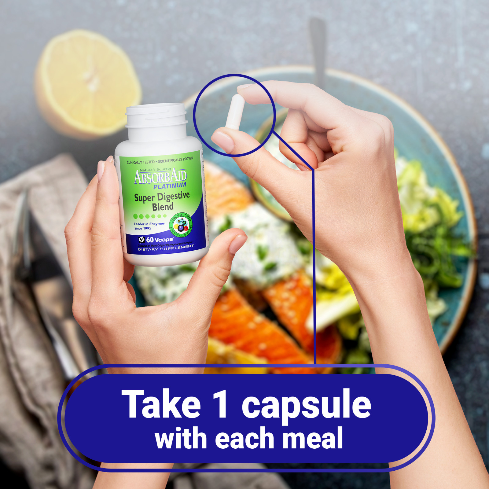 AbsorbAid PLATINUM 60 Digestive Enzymes & Probiotics – 60 Vegetarian Capsules