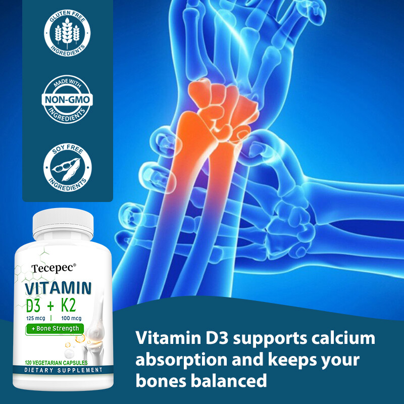 Vitamin K2 (100mcg) + Vitamin D3 (5000 IU) 30/60/120 Softgels – Gluten Free