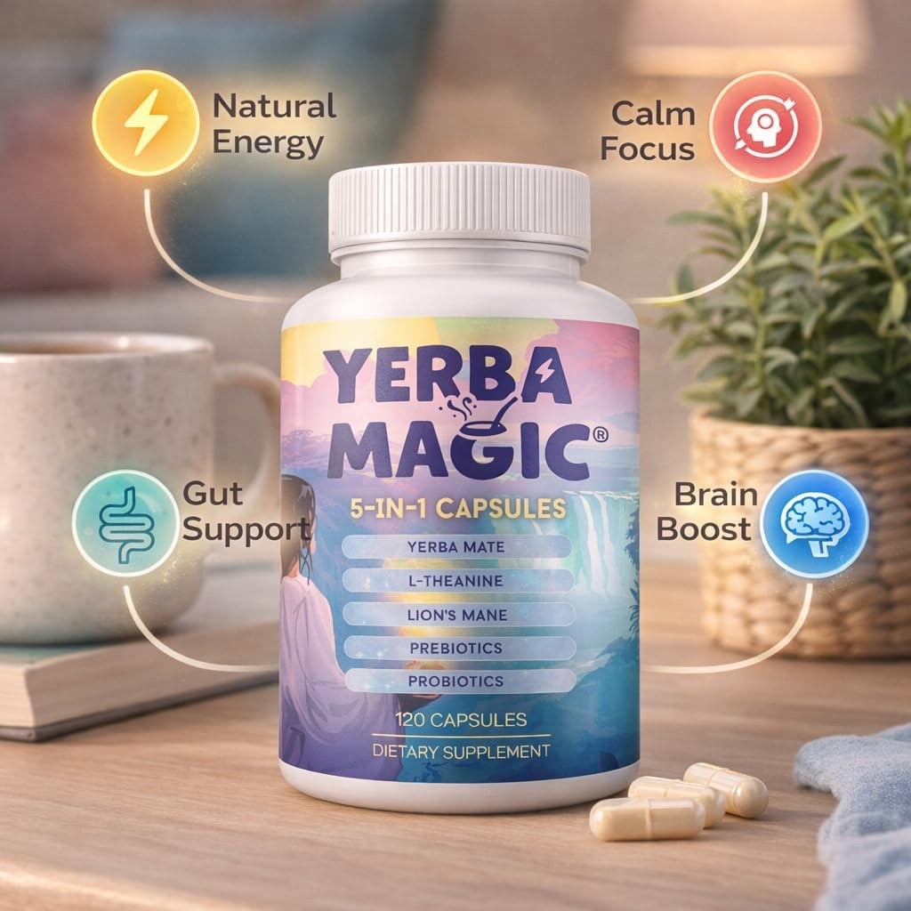Brainista Yerba Mate Capsules 5 in 1, Yerba Magic Pills w/ 100mg Plant Caffeine