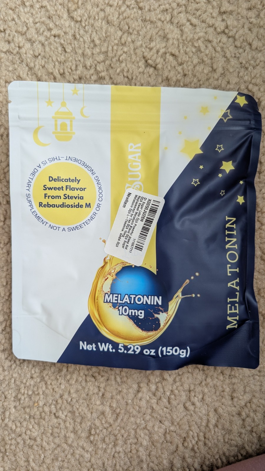 Dr Sugar Labs Melatonin L-Theanine GABA Powder 10mg Sweet Sleep Support 5.29oz