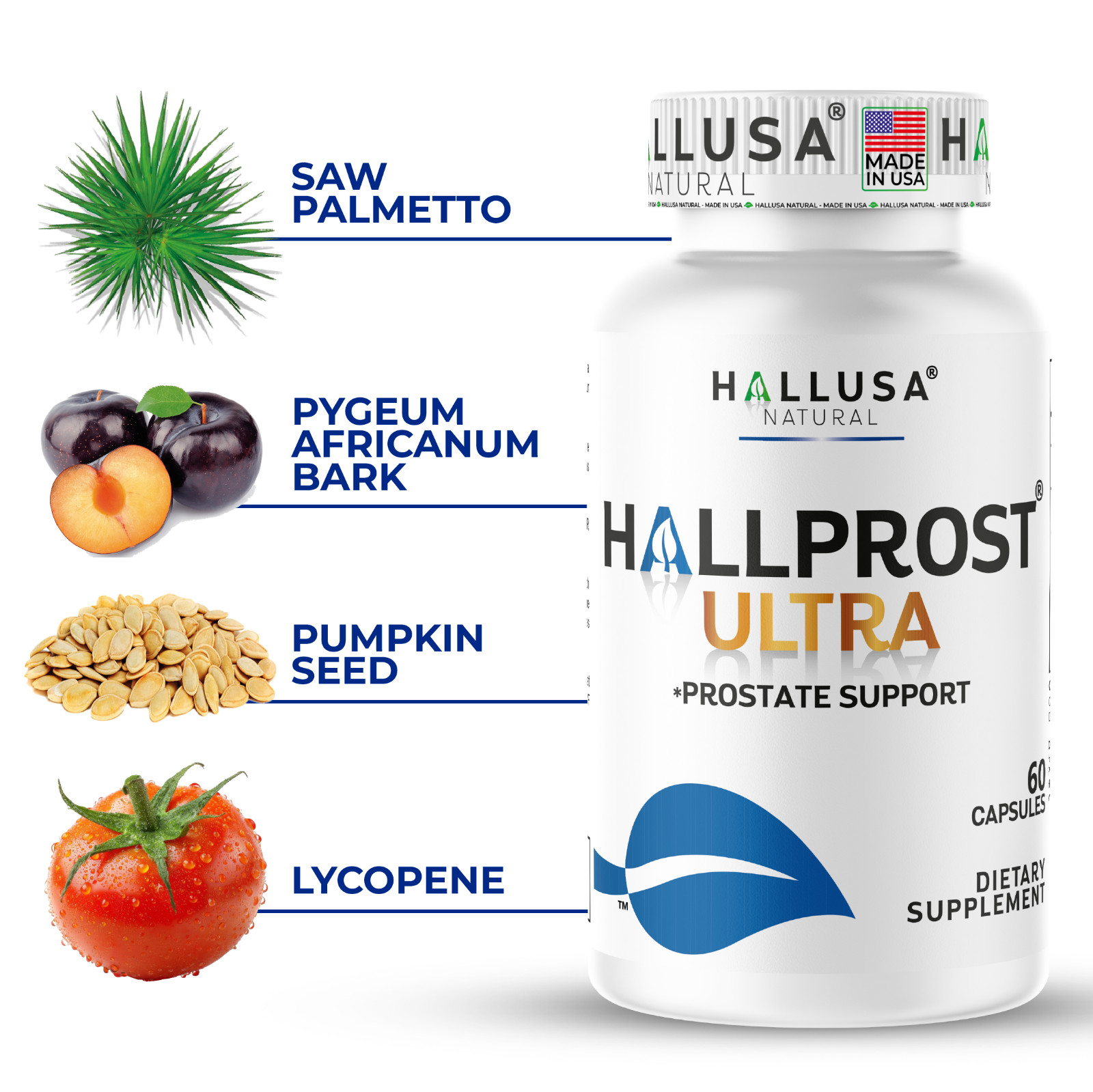 HALLPROST ULTRA – Inflamed Prostate, Prostatitis, BPH, Urinary Function, 60 Caps