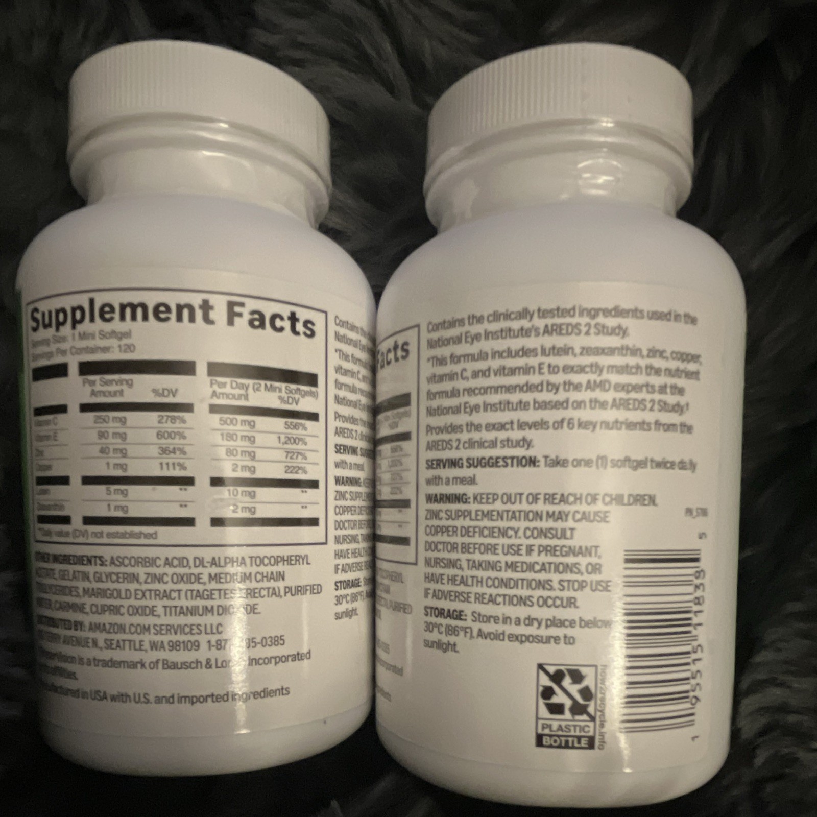 Amazon Basics AREDS 2 Eye Health 120 Softgels Lutein Zeaxanthin Exp 09/2027 2 pk