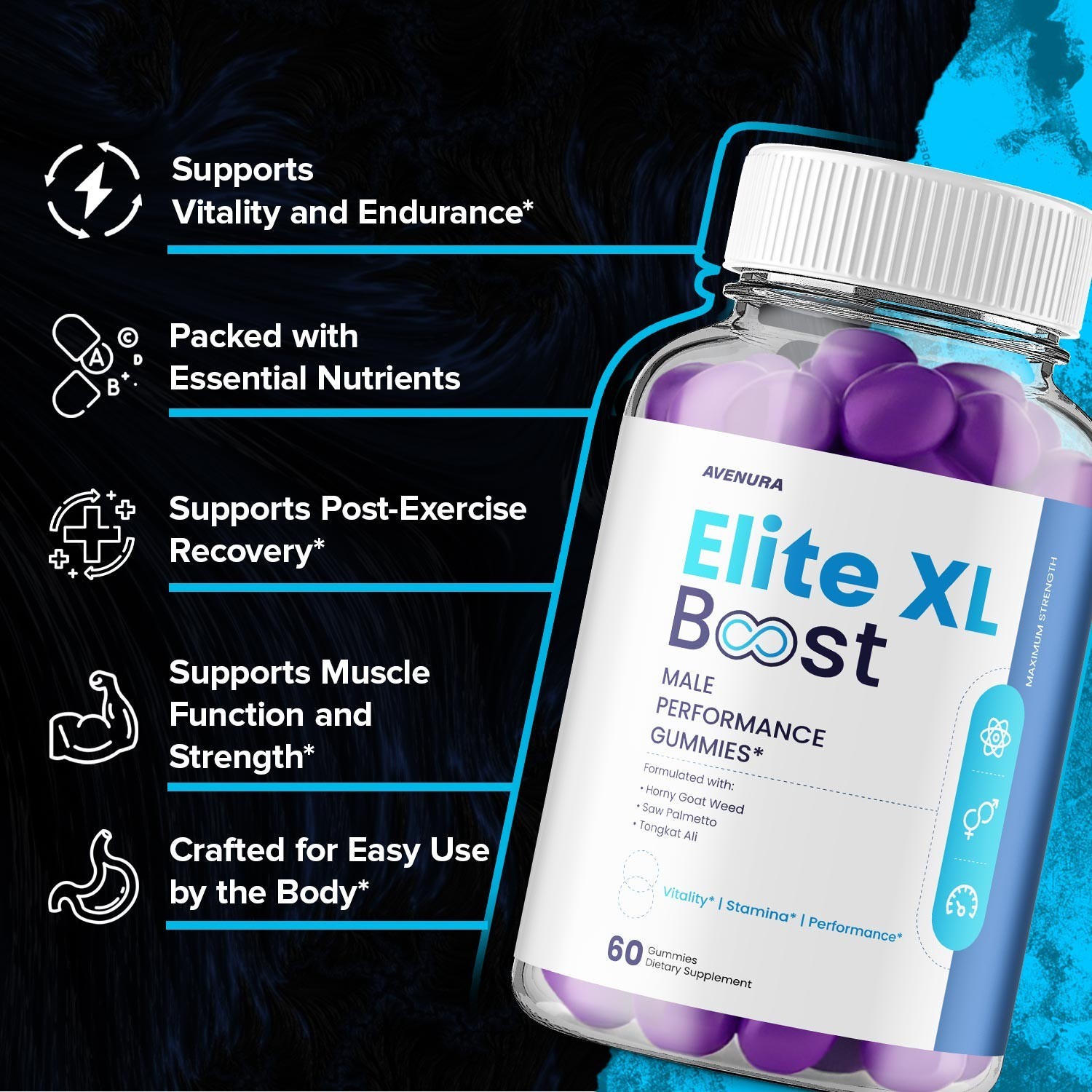 (2 Pack) Elite XL Boost Gummies for Men – Advanced Gummy Natural Blend Vitamins