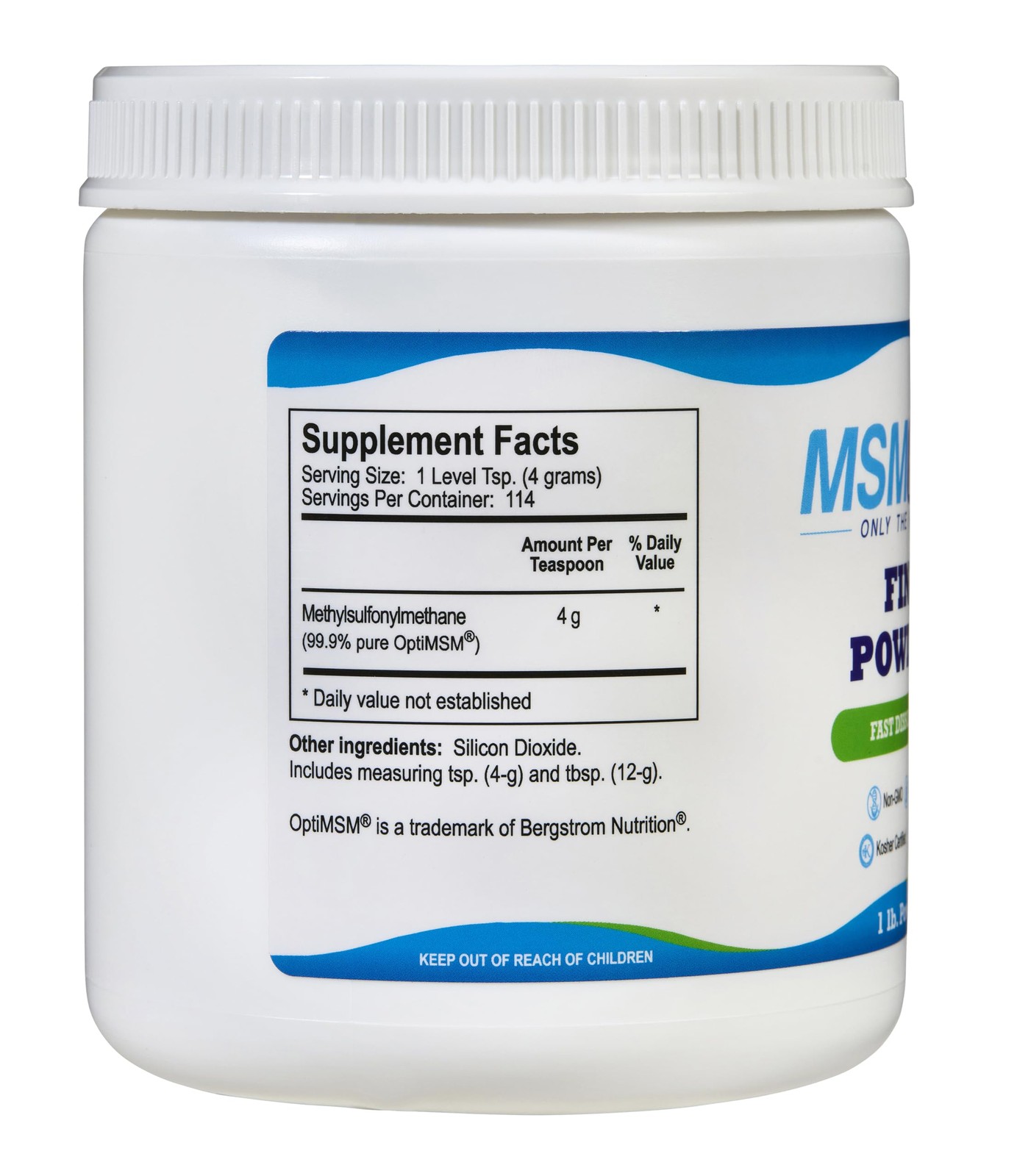 Kala Health MSMPure Fine Powder, 1 lb, Fast Dissolving Organic Sulfur Crystals,
