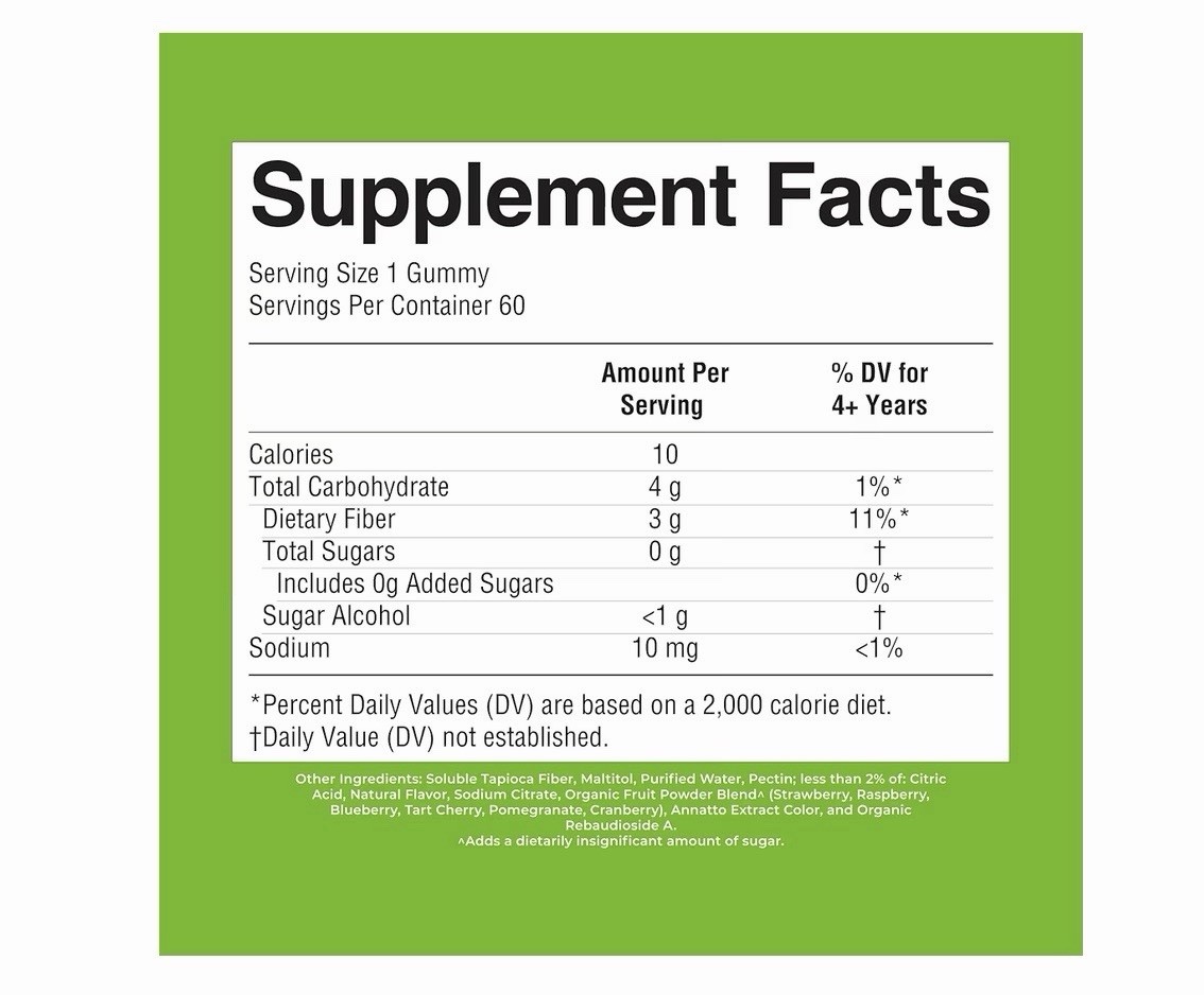 MaryRuth’s Kids Fiber Gummies Papaya, Digestive Support, Vegan Sugar Free 60ct