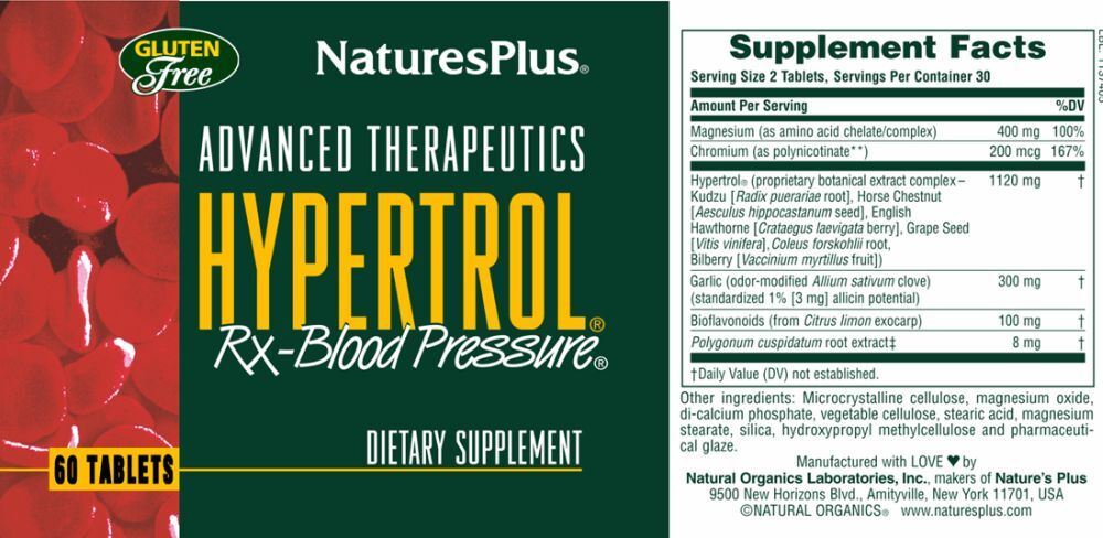 Natures Plus Rx-Blood Pressure Hypertrol – 60 Tablets (£41.64/100g)