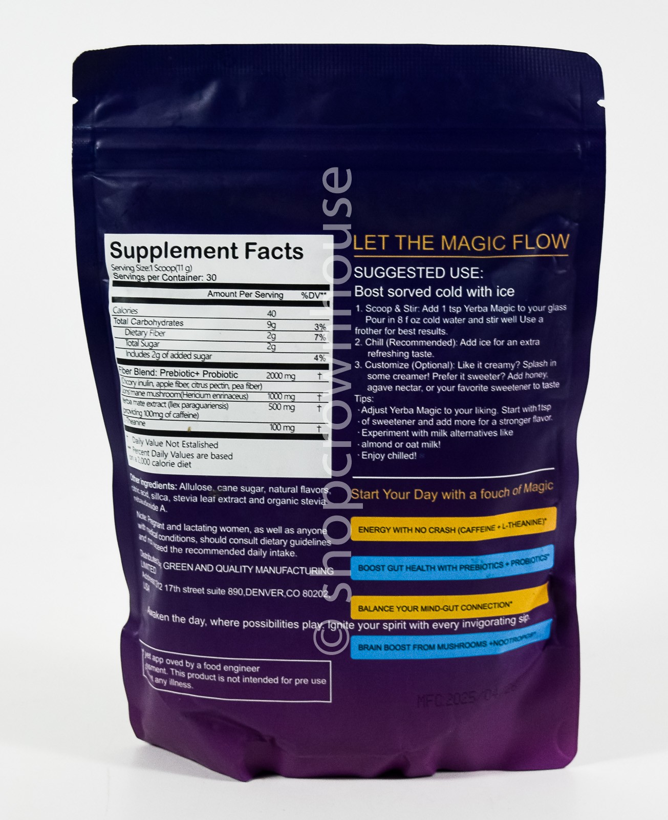 YERBA MATE dietary supplement Powder 11.64oz magic PEACH MANGO tea 30 servings
