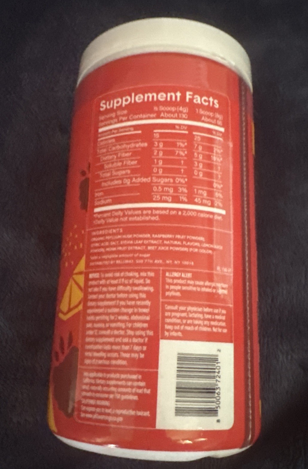NEW Bellway Super Fiber+Fruit Psyllium Supplement Flavor Raspberry Lemon