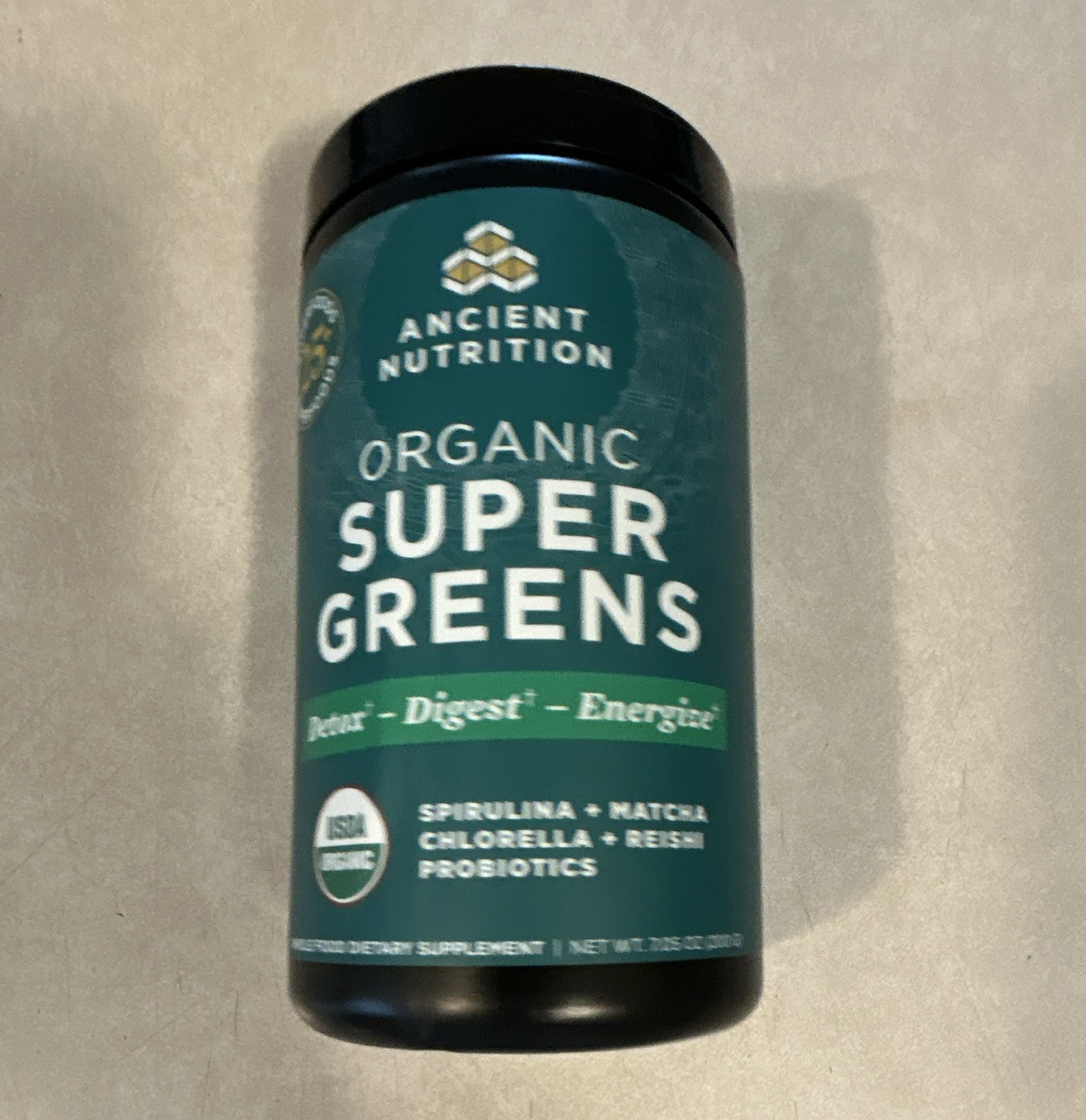 Ancient Nutrition Organic Super Greens Powder Unflavored 7.05 oz Exp 08/2026