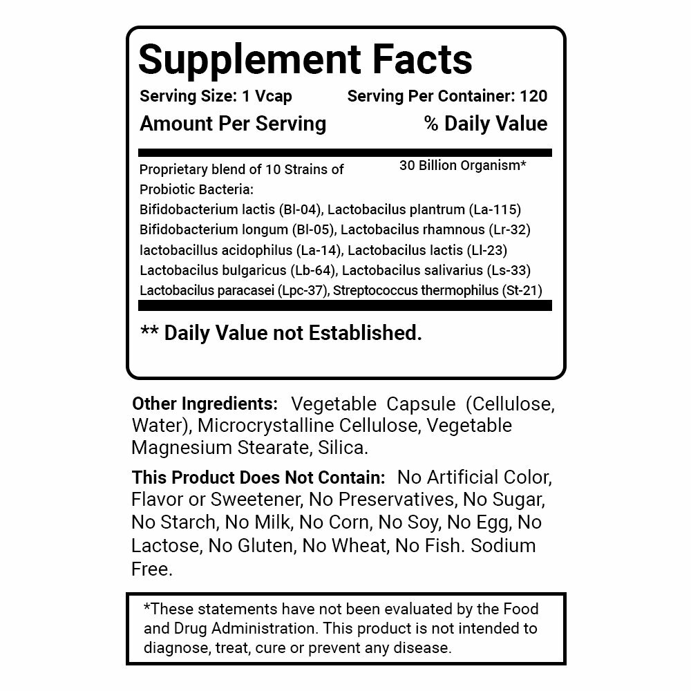 2 Pack Best Naturals Probiotic 10 Strains & 30 Billion CFU, 120 Veggie Capsules