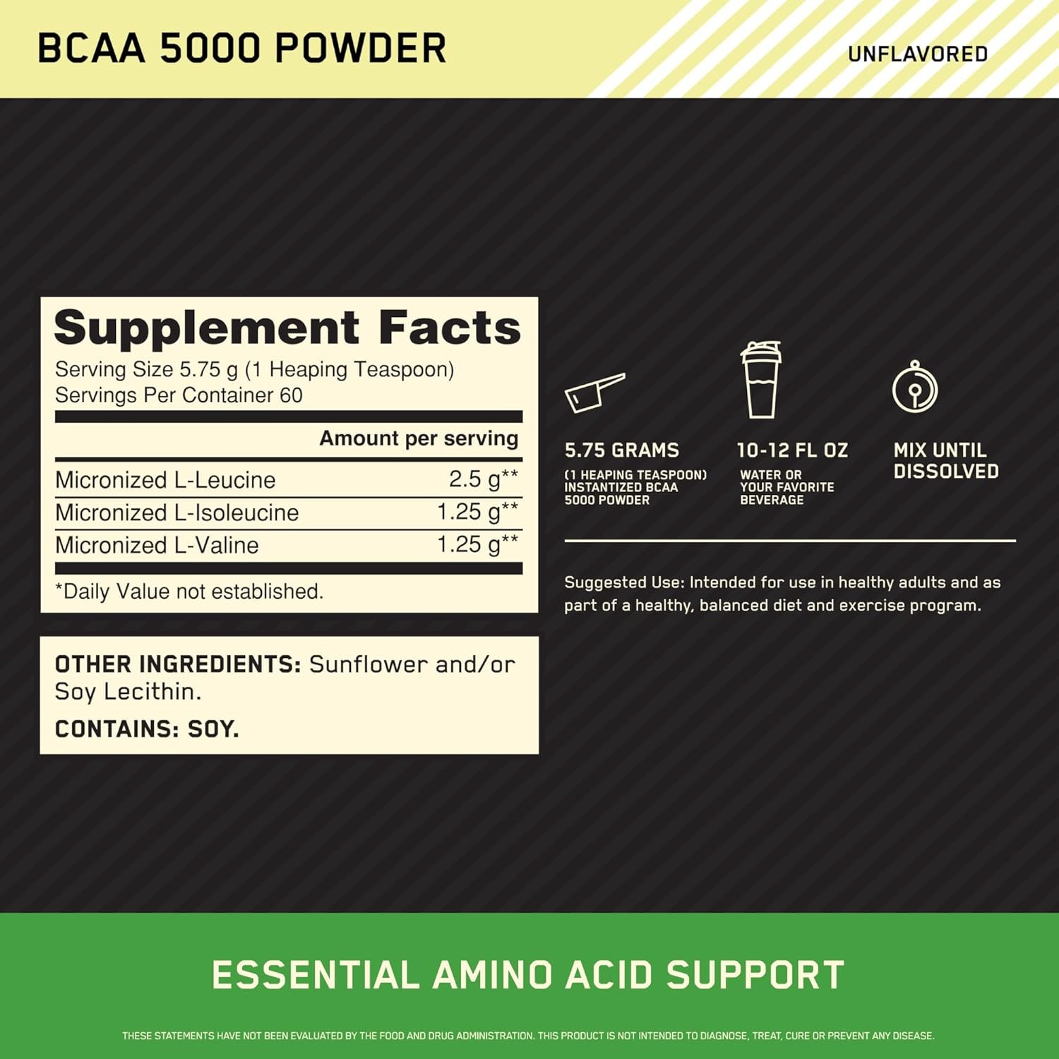 Instantized BCAA Powder, Unflavored, Keto Friendly Branched Chain Essential A…